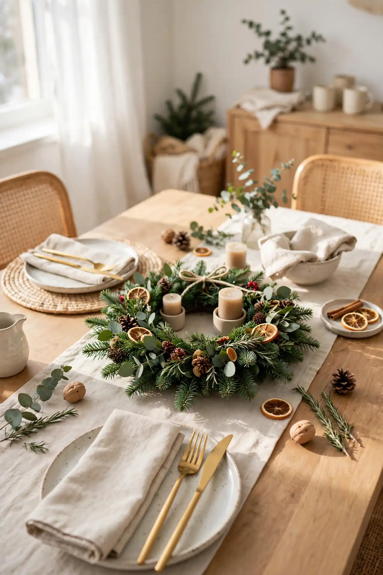 Mini Wreath Centerpiece for christmas table centerpiece ideas for small spaces