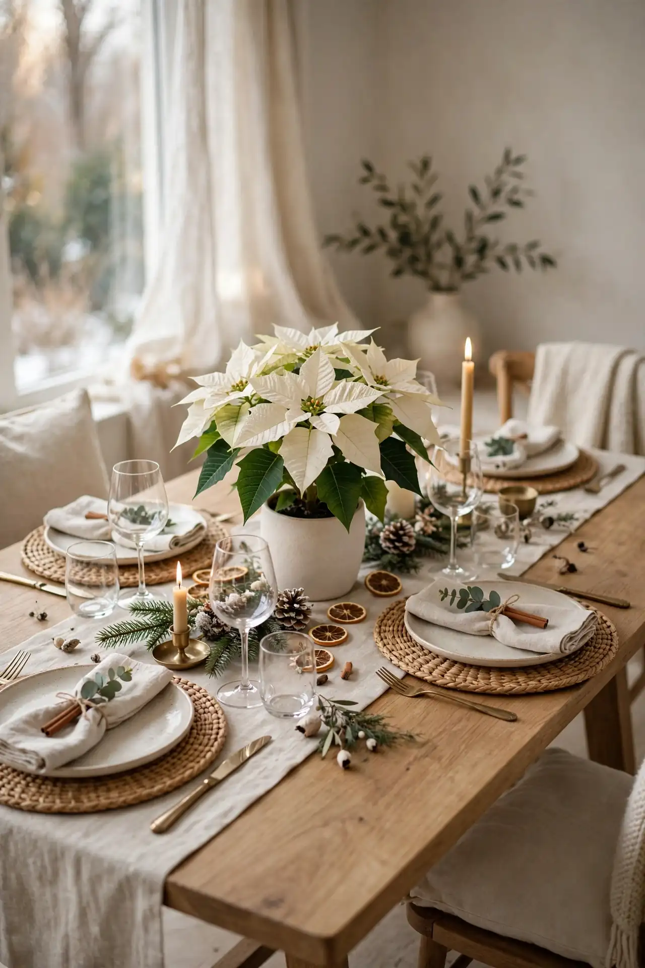 White Poinsettia Pot
