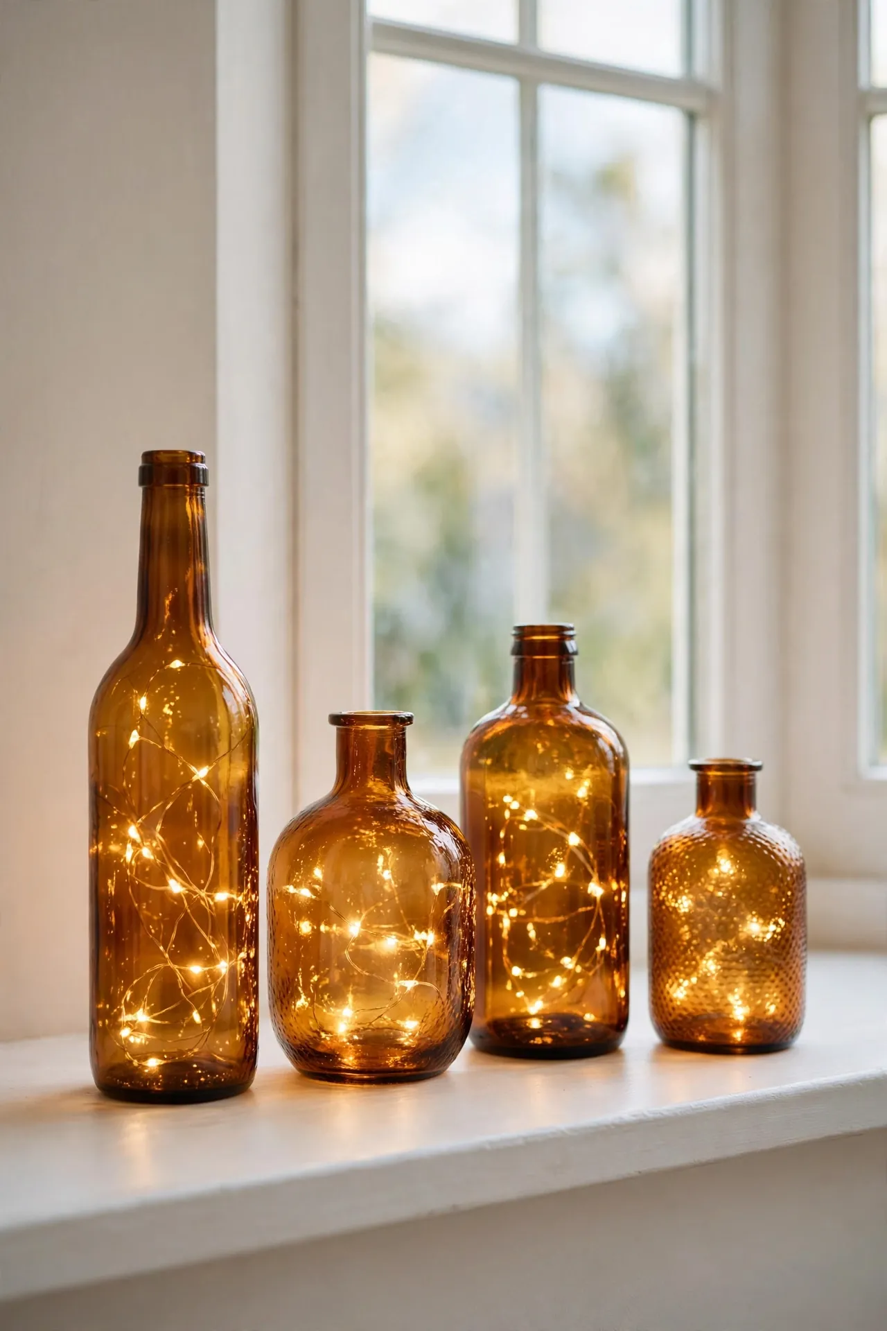 Amber Bottle Window Lights