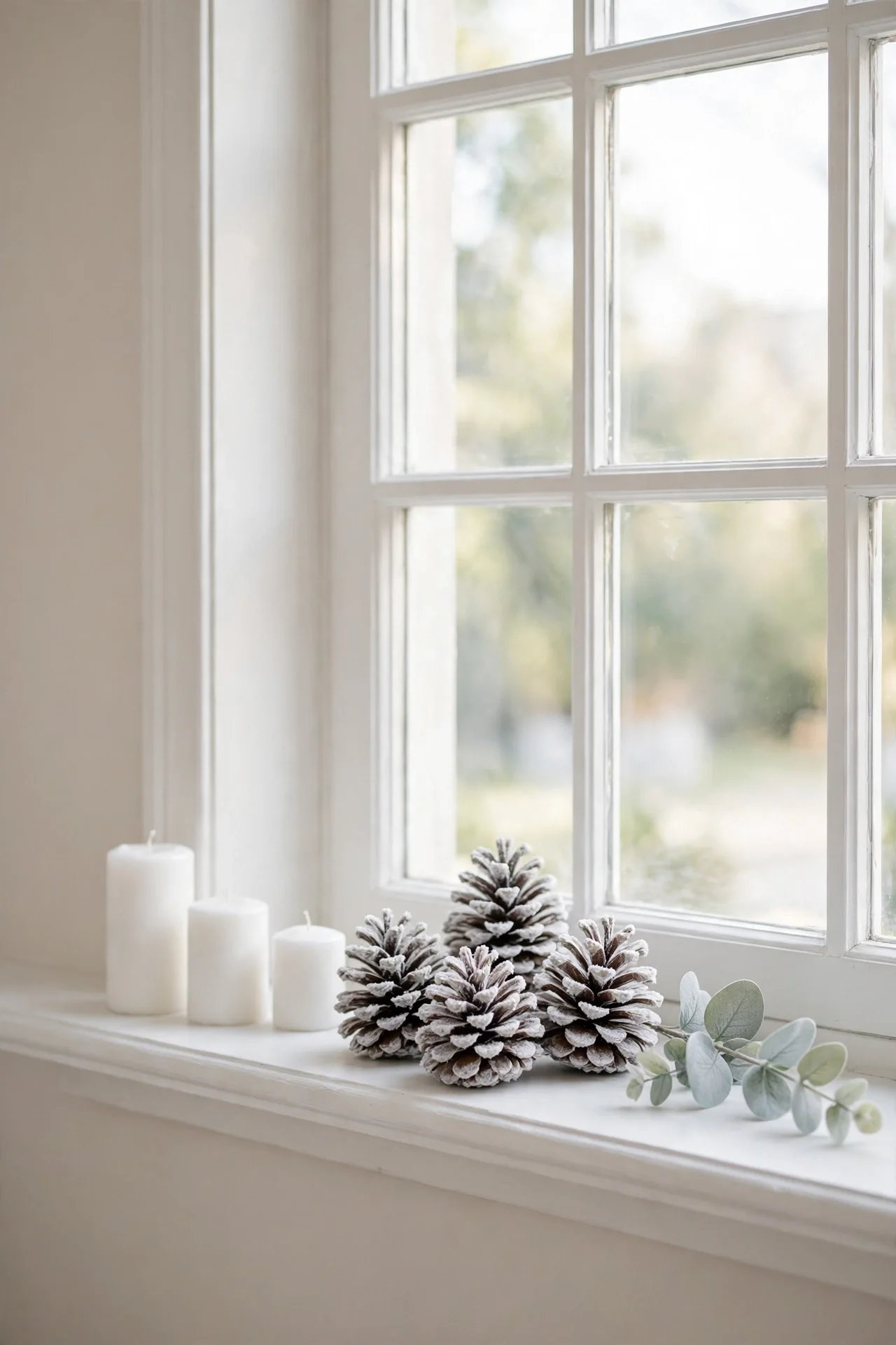 Frosted Pinecone Window Sill