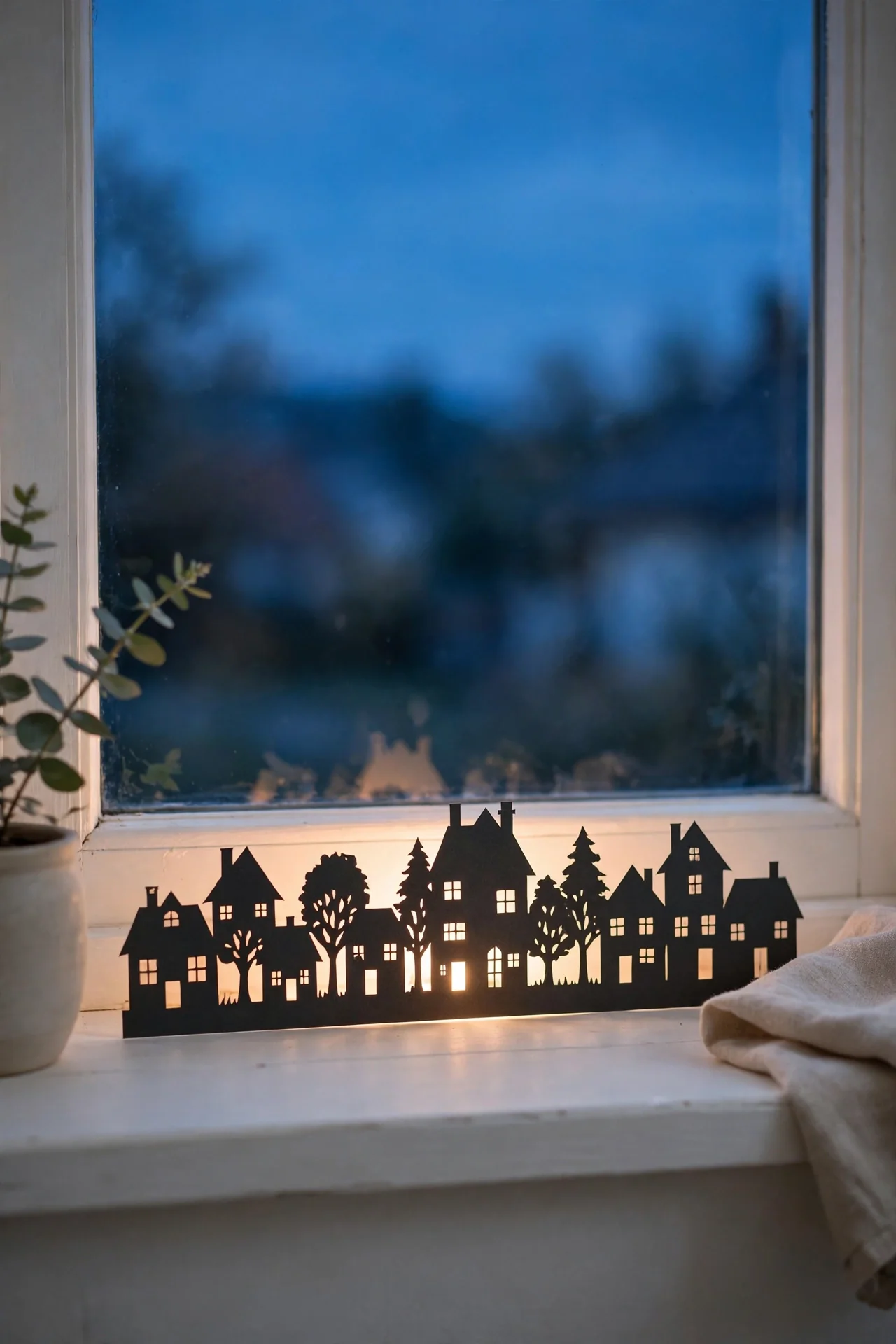 Glowing Village Silhouette Screens
