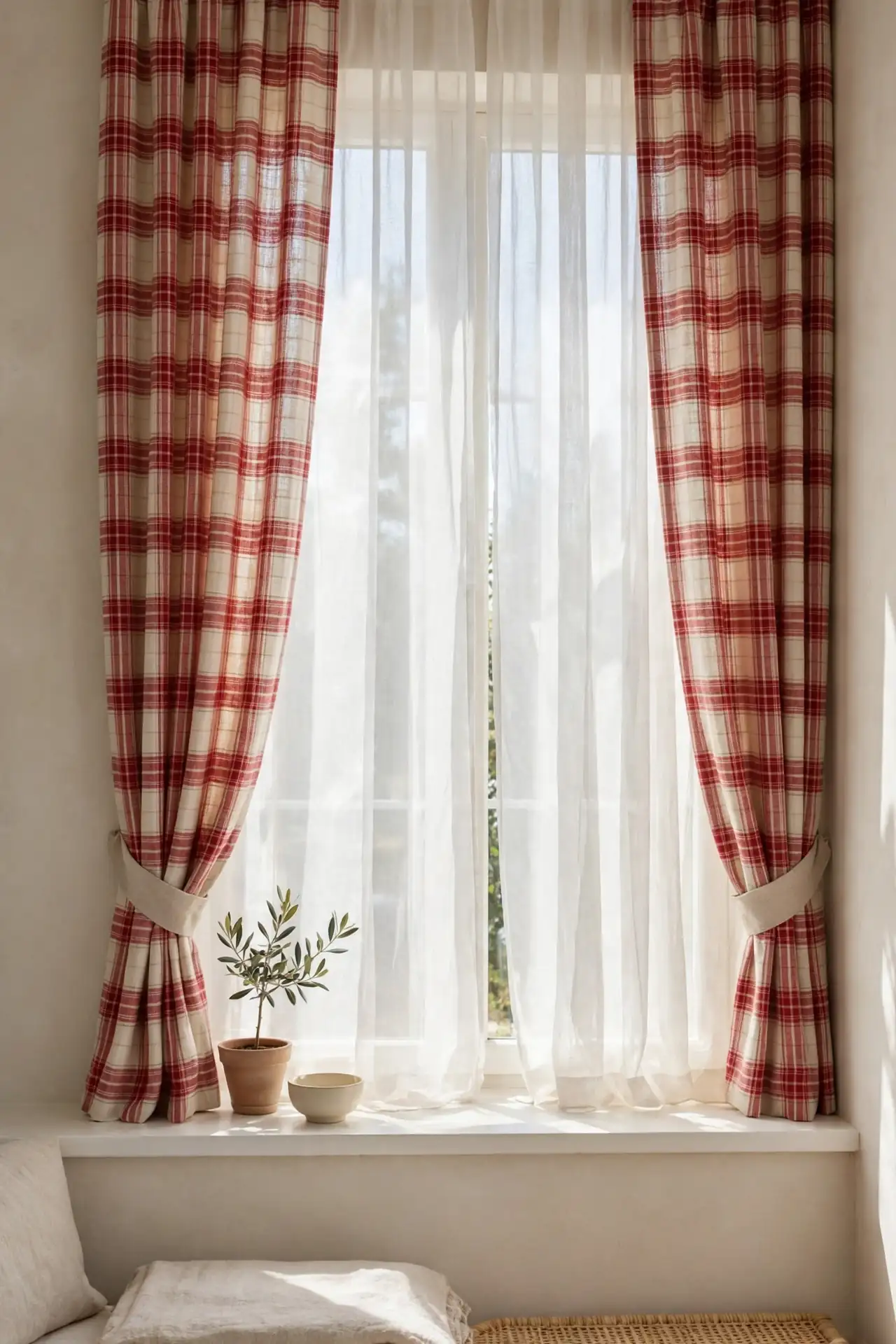 Plaid Curtain Layered Look