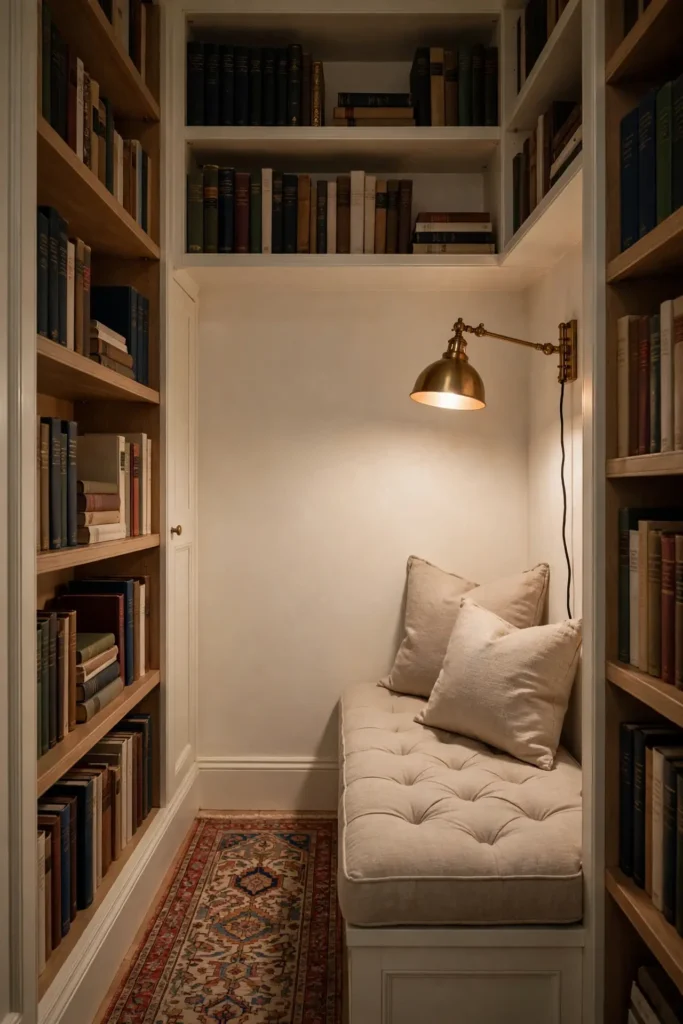 Classic closet reading nook ideas for adults