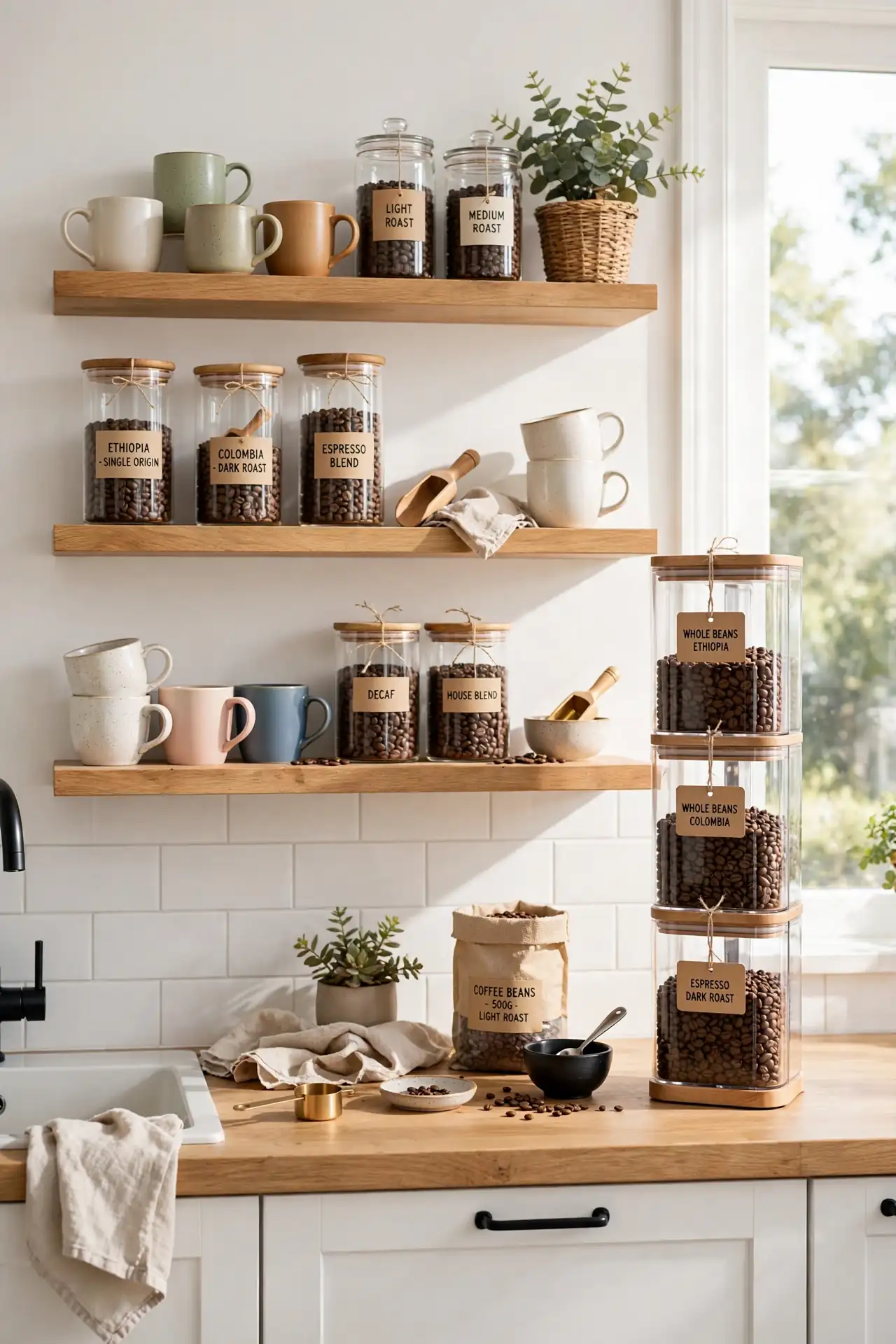 Floating Shelf Bar for coffee bar ideas for kitchen counter