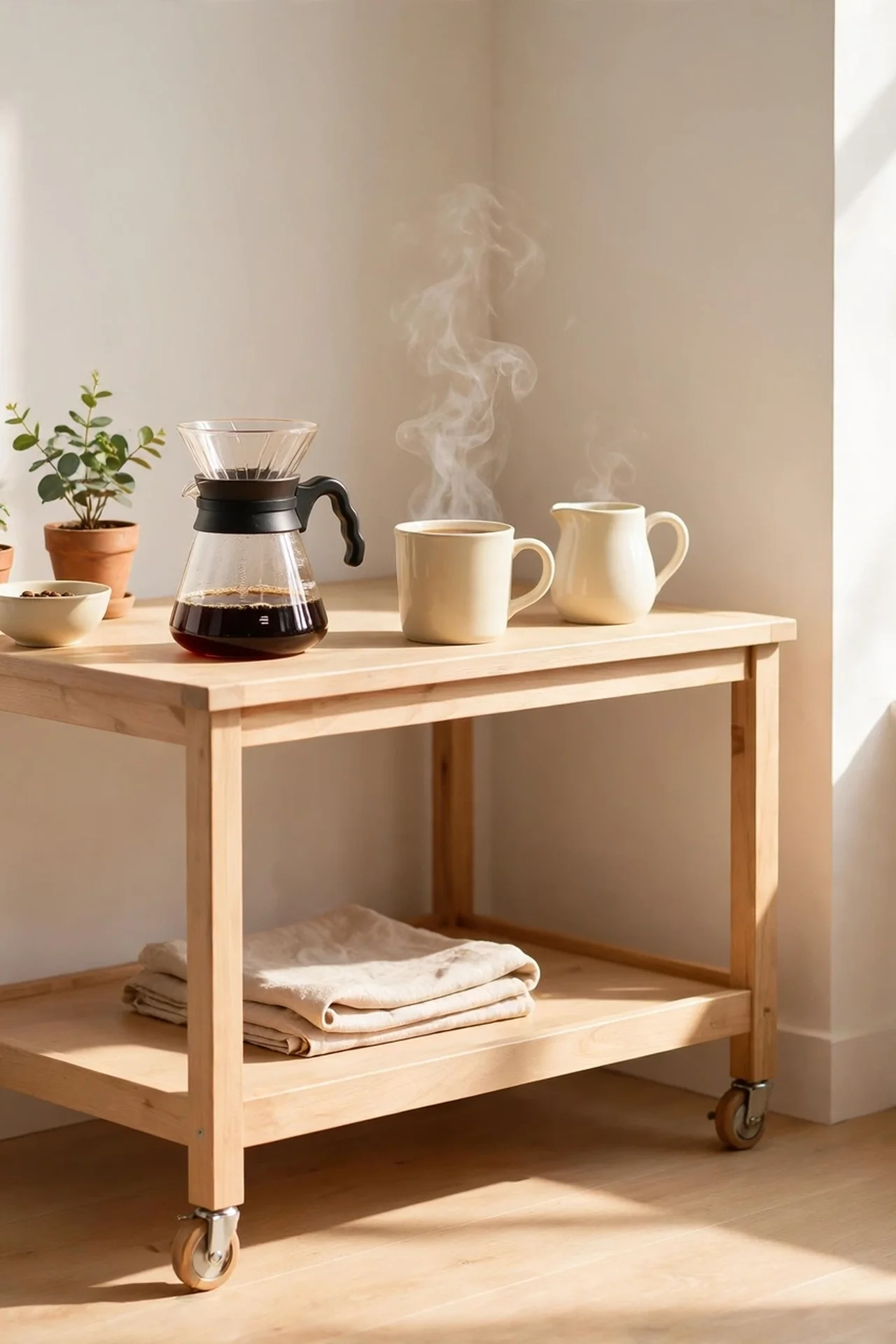 Morning Sun Spot for coffee station decor ideas on a kitchen cart