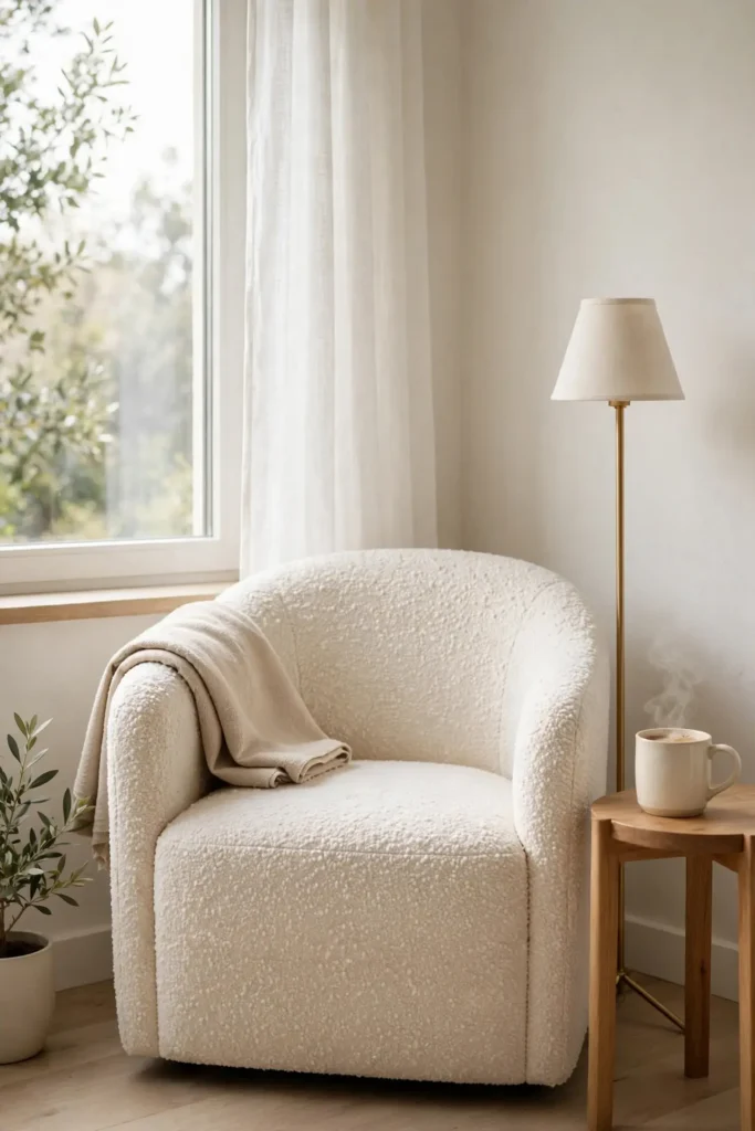 Cream Boucle Armchair