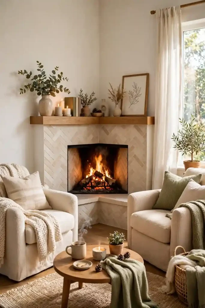 Charming corner fireplace ideas