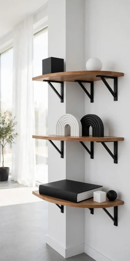 Modern corner shelf decor ideas