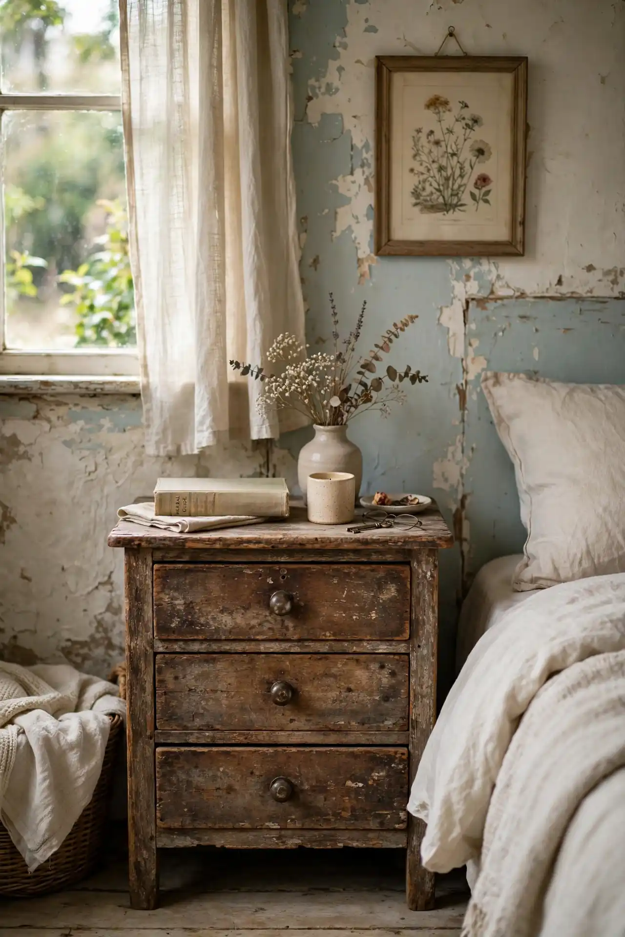 Distressed Wood Nightstand