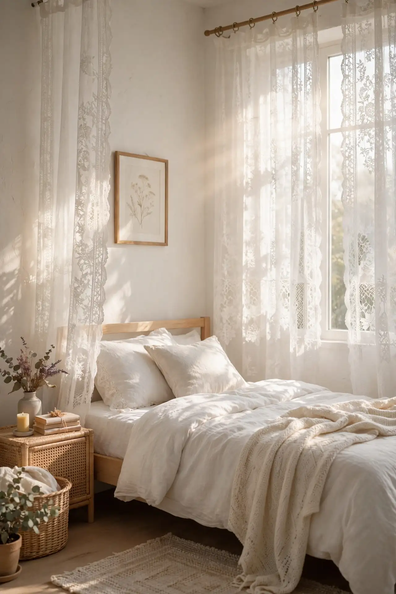 Lace Curtain Panels - Cottagecore Bedroom Decor Ideas