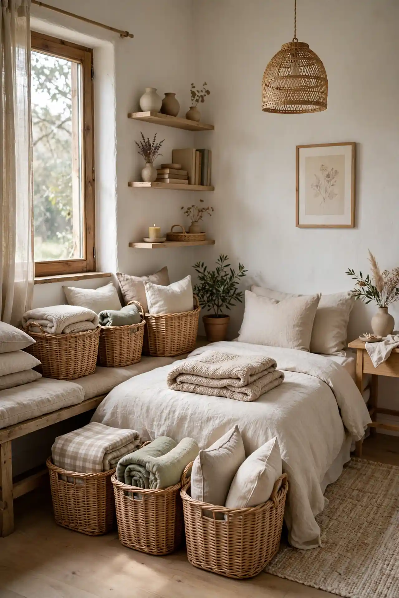 Wicker Basket Storage - Cottagecore Bedroom Decor Ideas