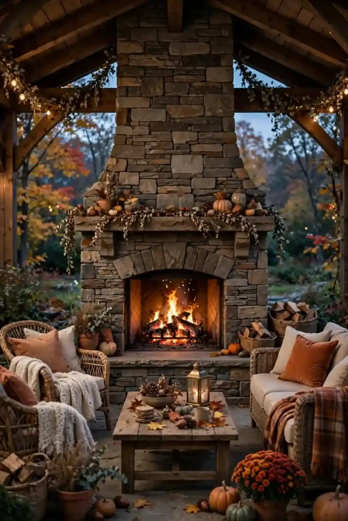 Outdoor Stone Fireplace