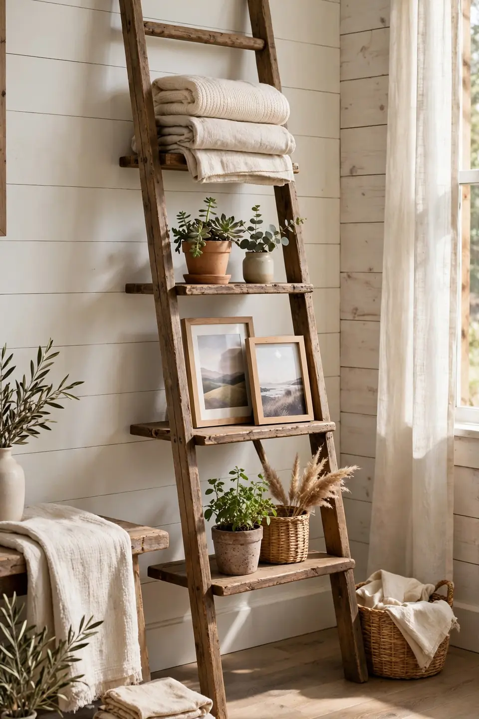Rustic Ladder Shelf