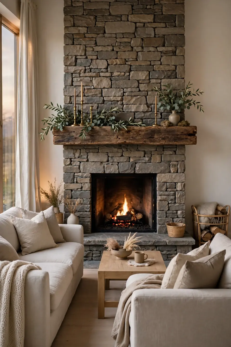 Stone Fireplace Mantel