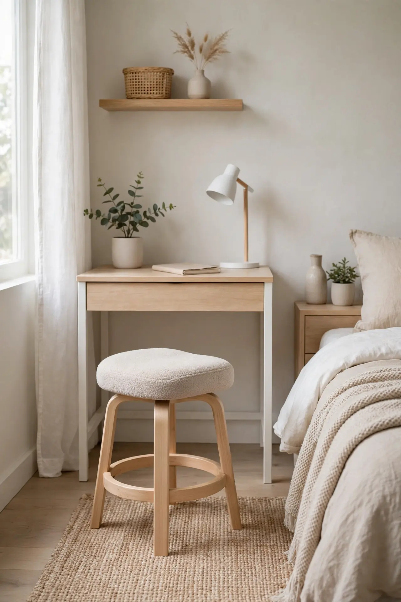 Ergonomic Small Stool for cozy home office ideas in a small bedroom