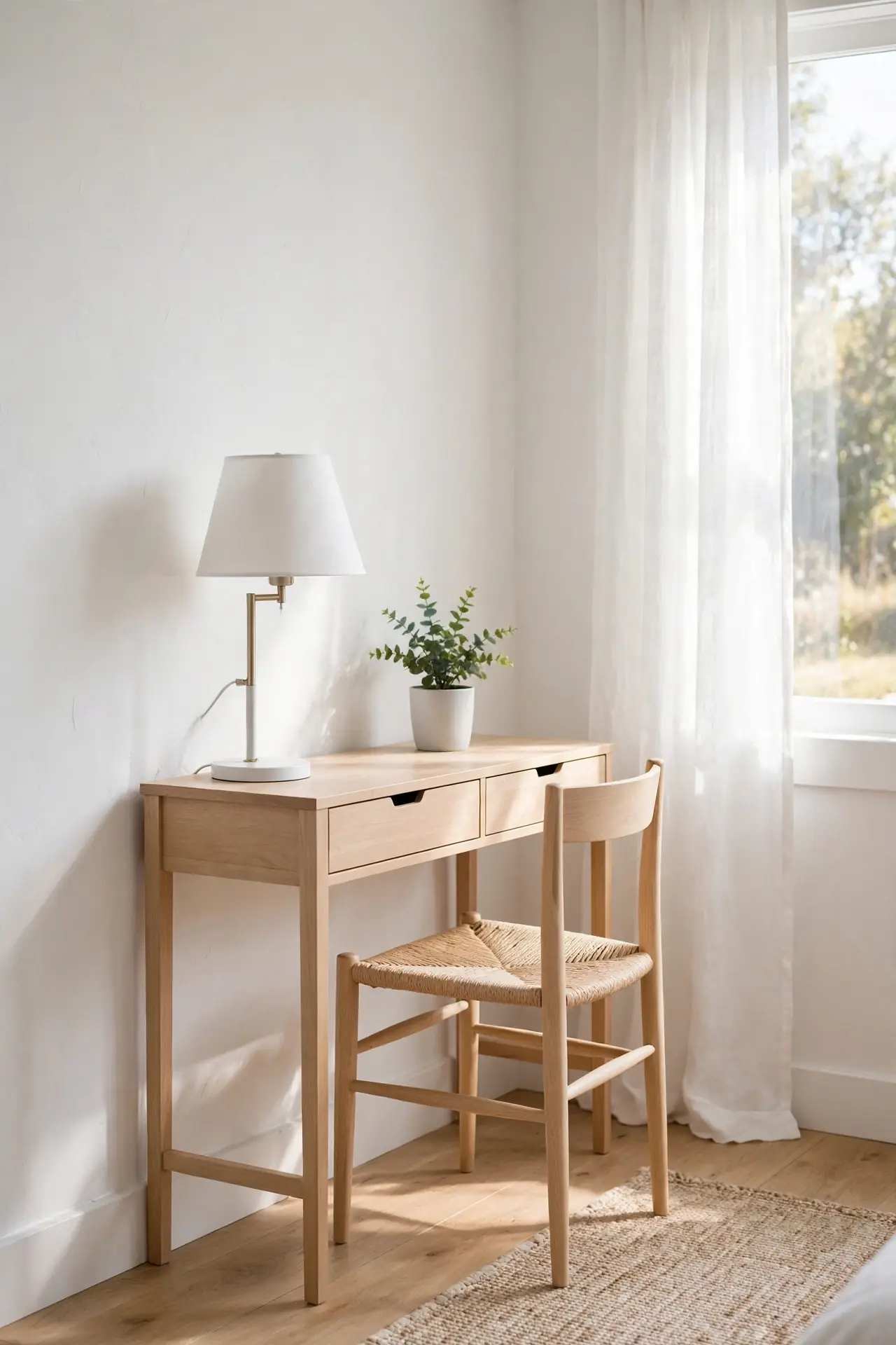 Slim Console Table for cozy home office ideas in a small bedroom