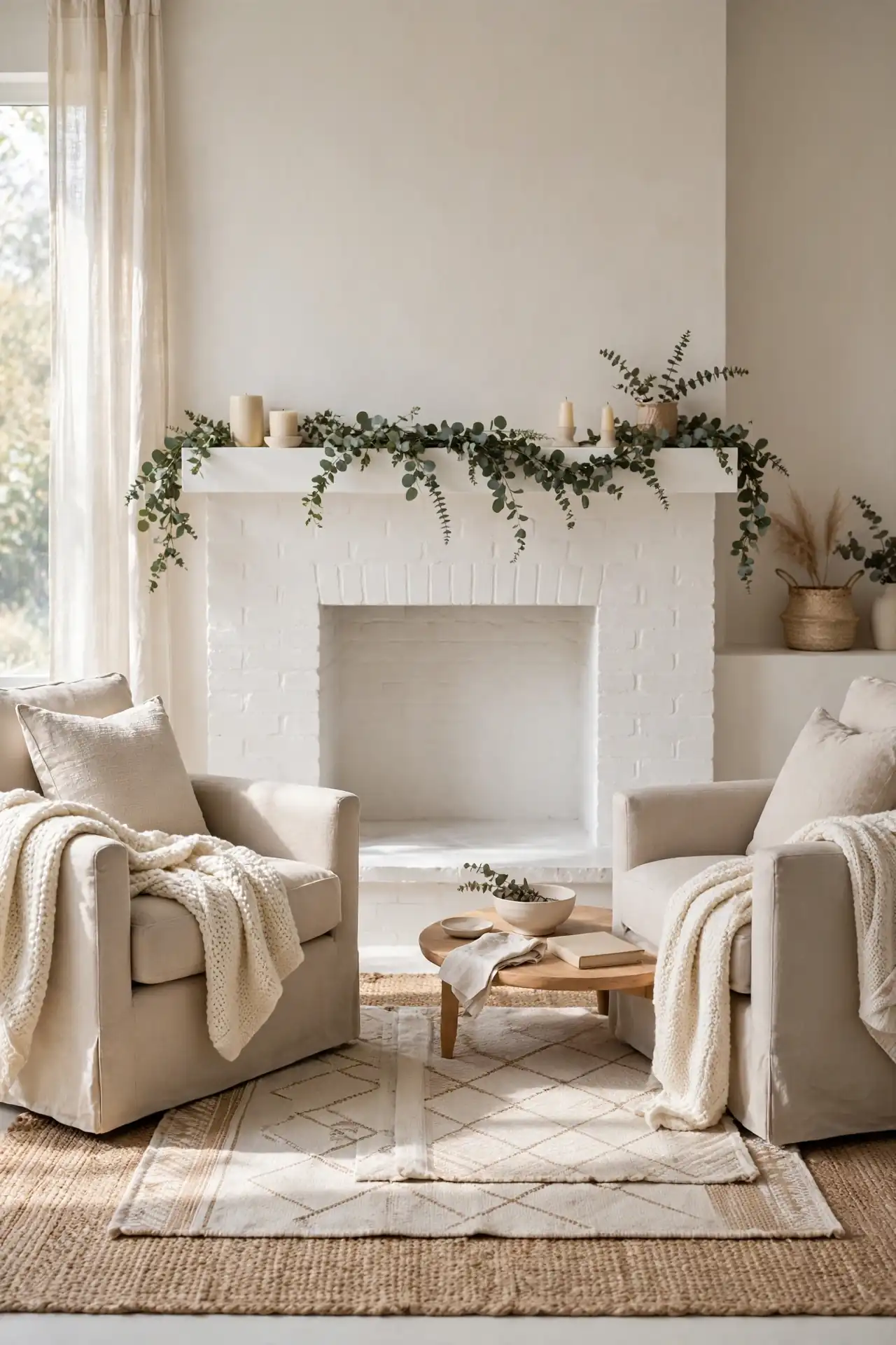 Fireplace Hearth Layer for cozy living room decor with layered rugs