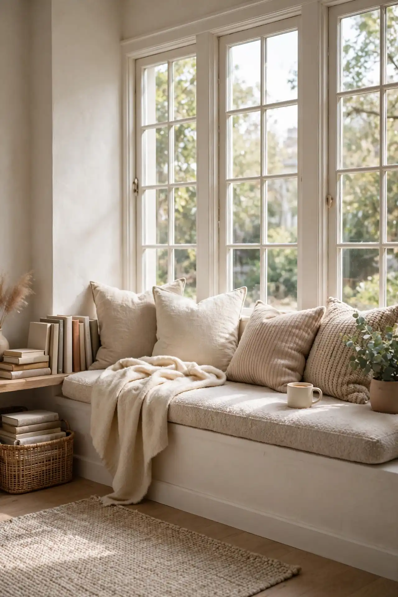 Window Seat Cushions for cozy reading nook ideas for small spaces