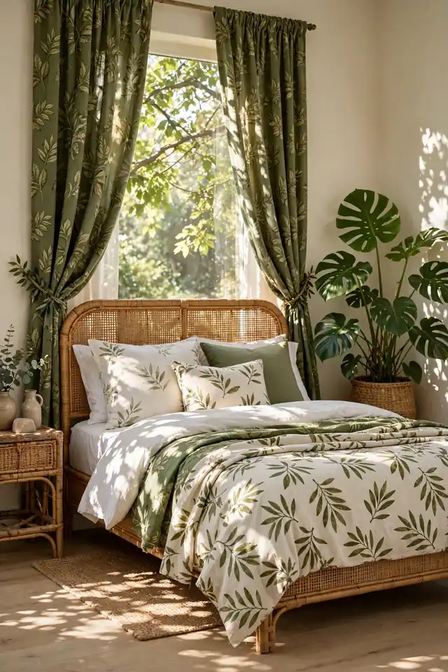 Olive Print Drapes