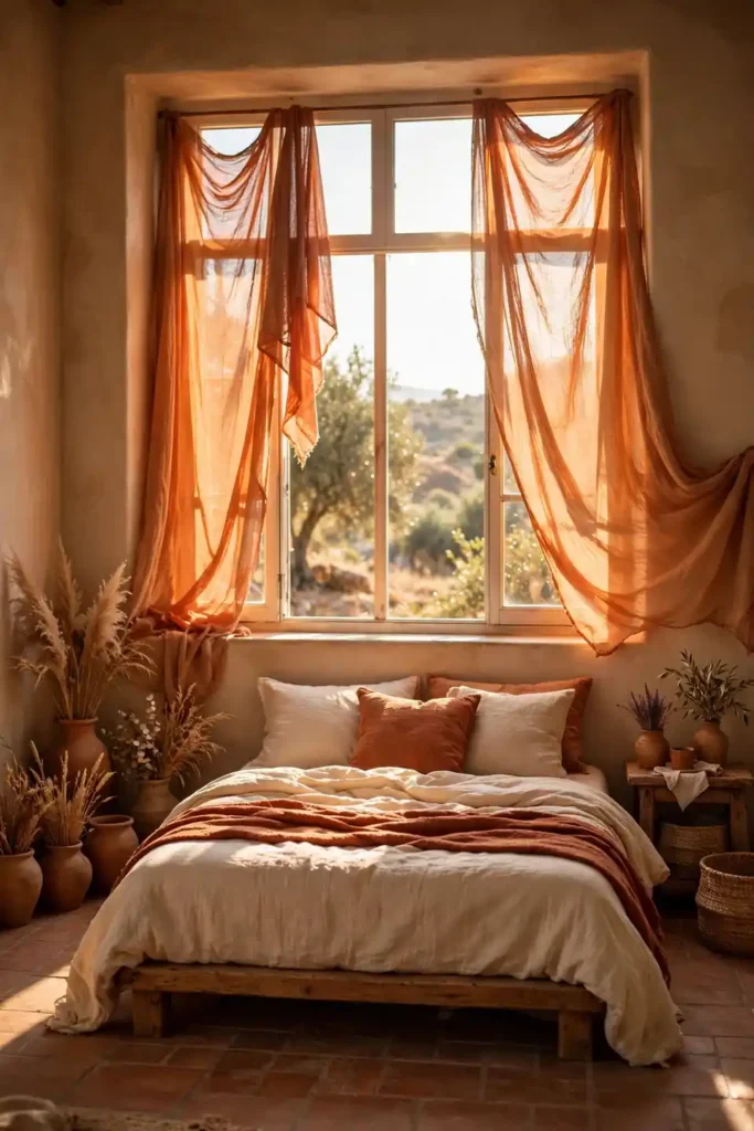 Terracotta Gauze Drapes