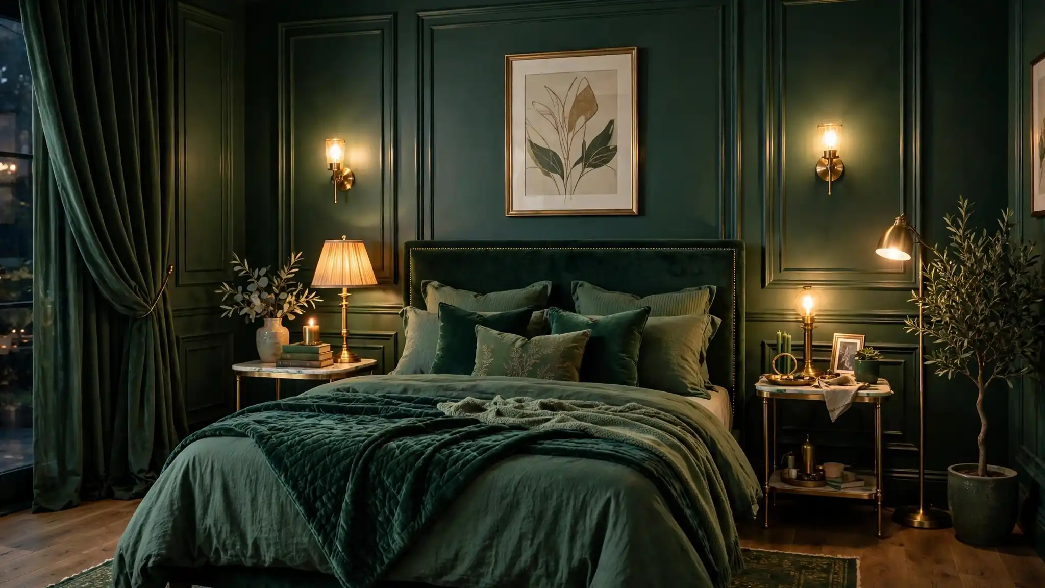 dark green bedroom decor ideas