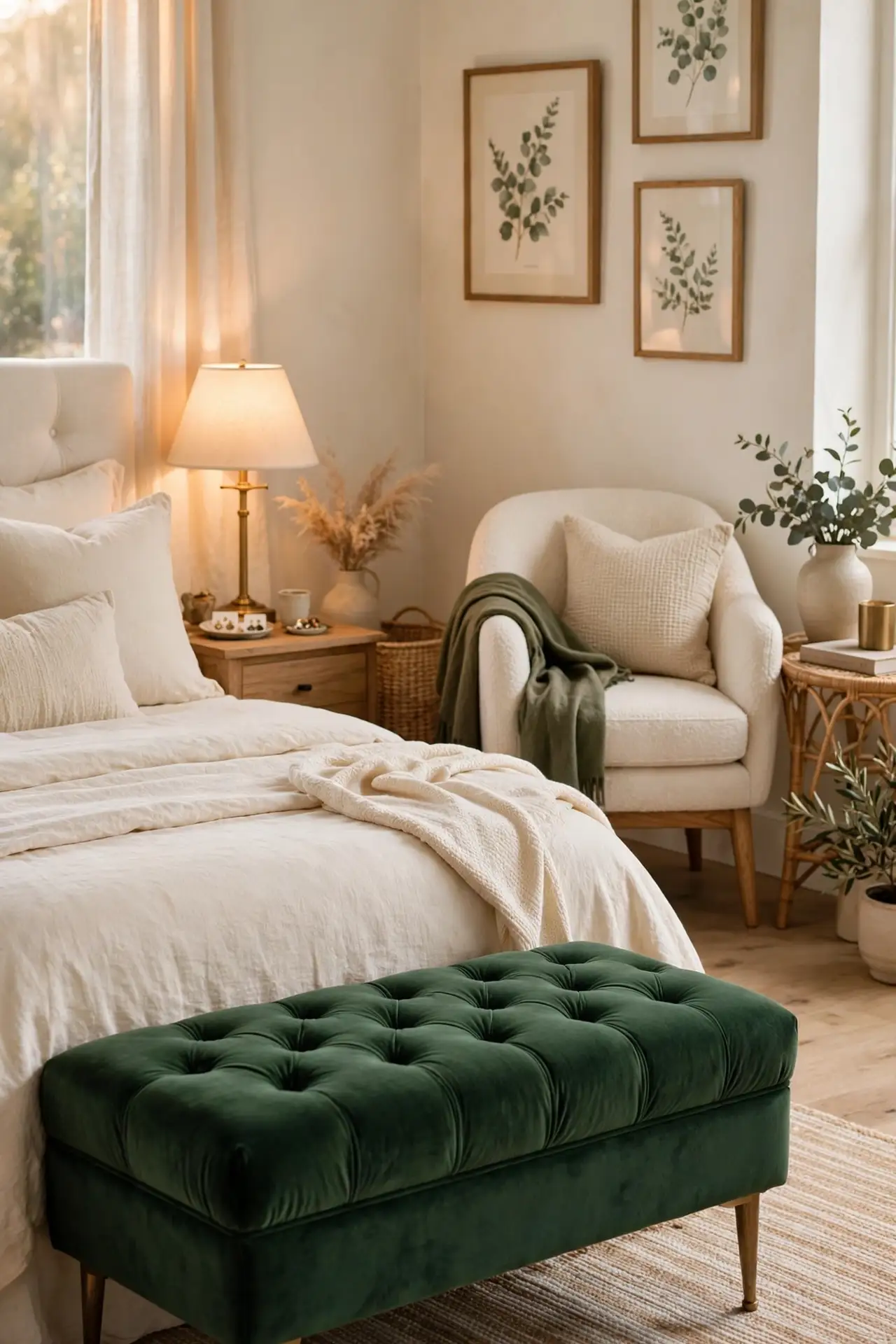 Green Upholstered Bench