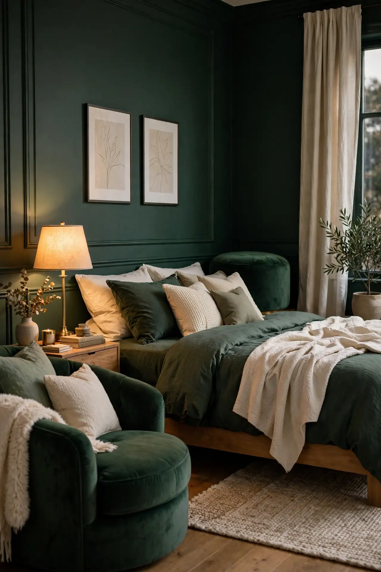 Green Velvet Ottoman