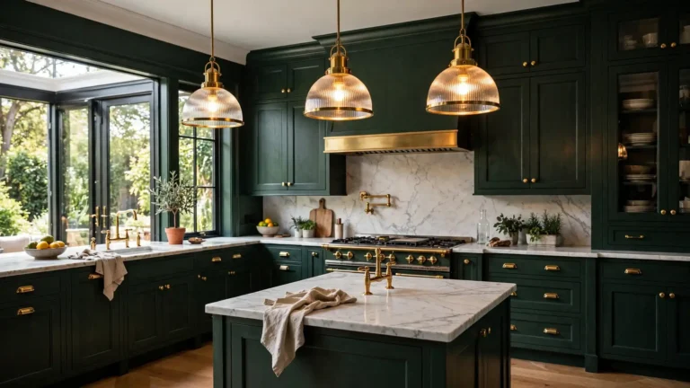 dark green kitchen hardware lighting
