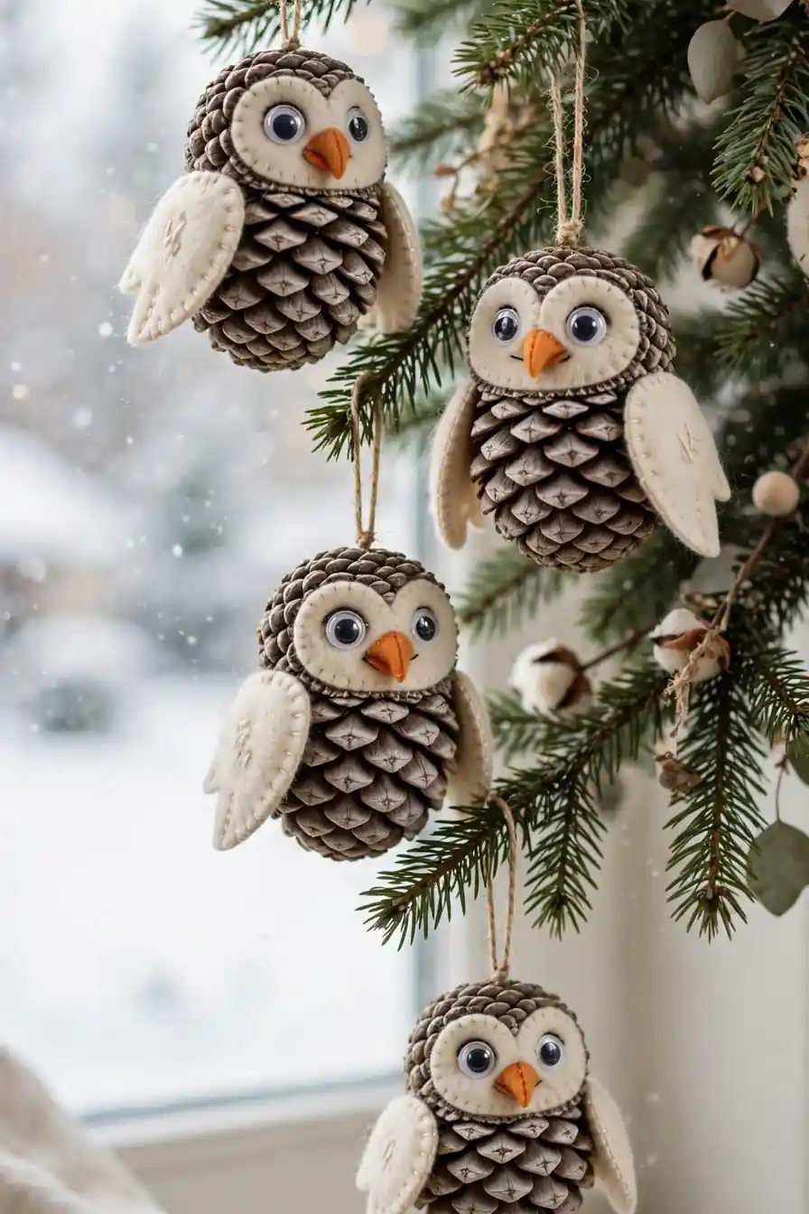 Pinecone Snow Owls