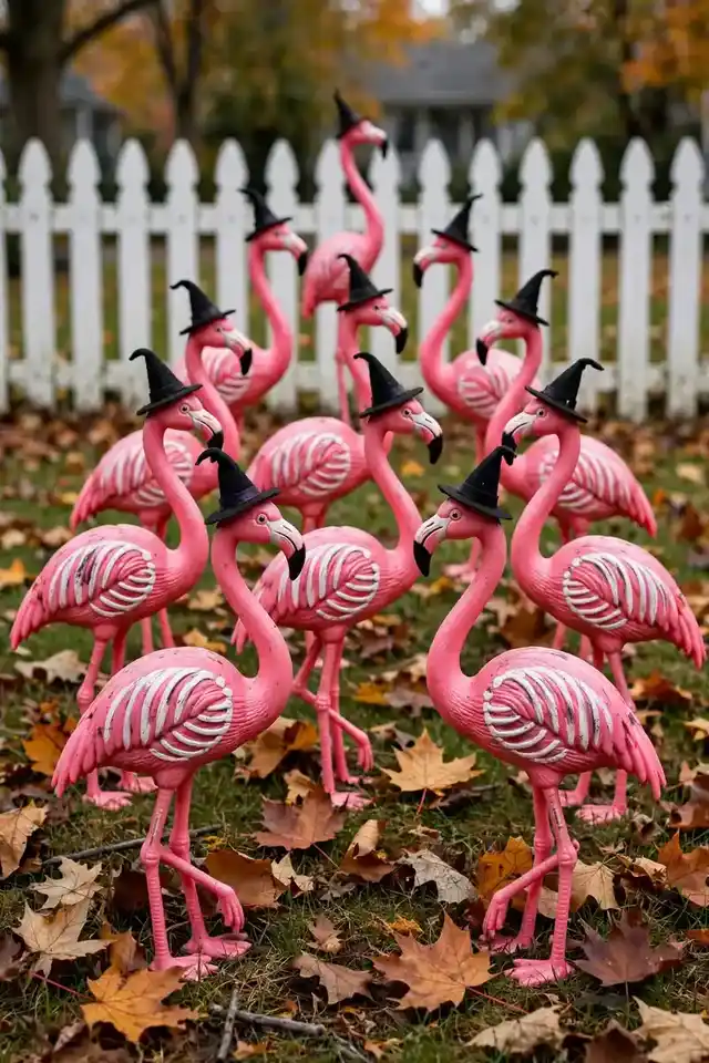 Skeleton Flamingo Flock