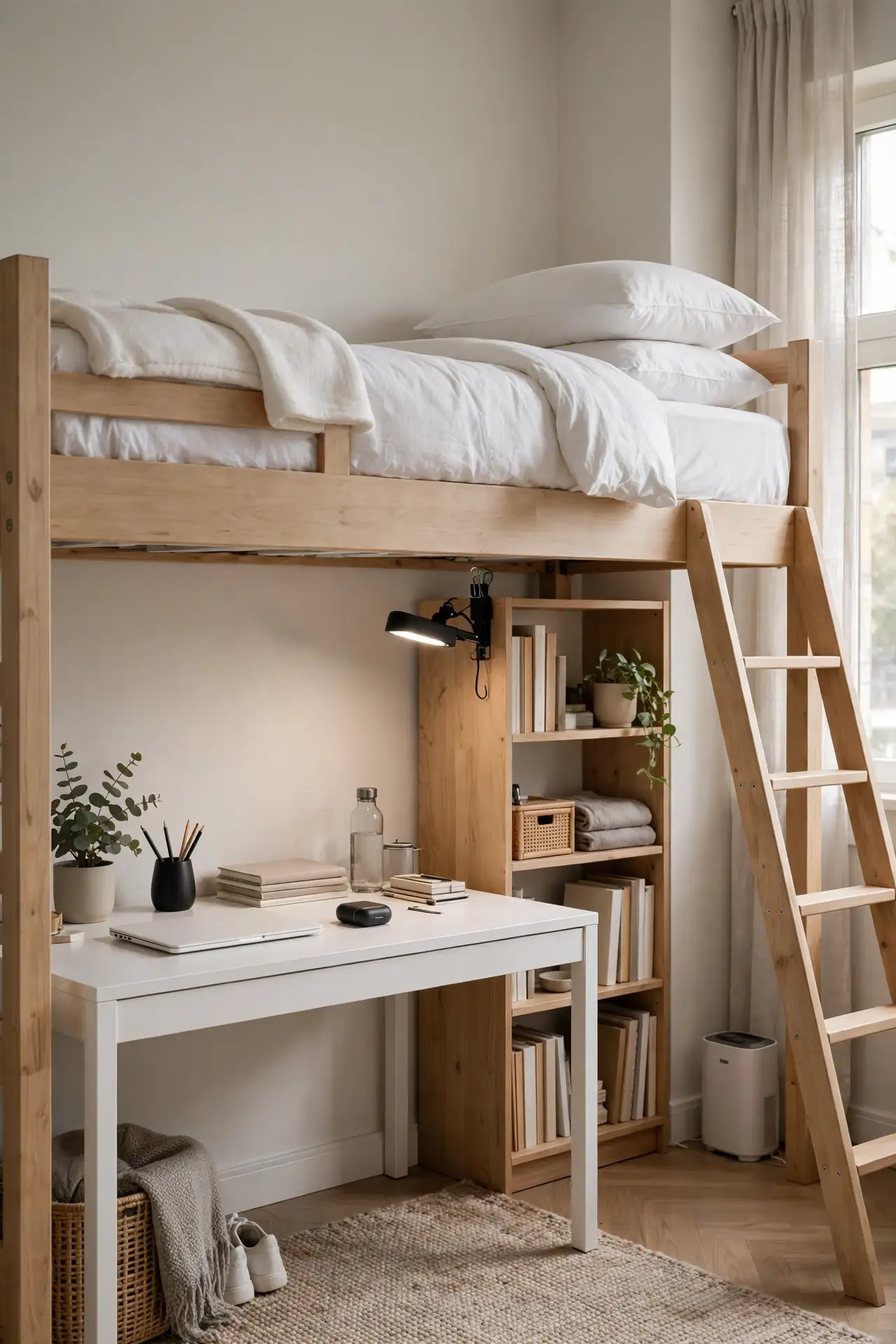Lofted Bed Desk Combo