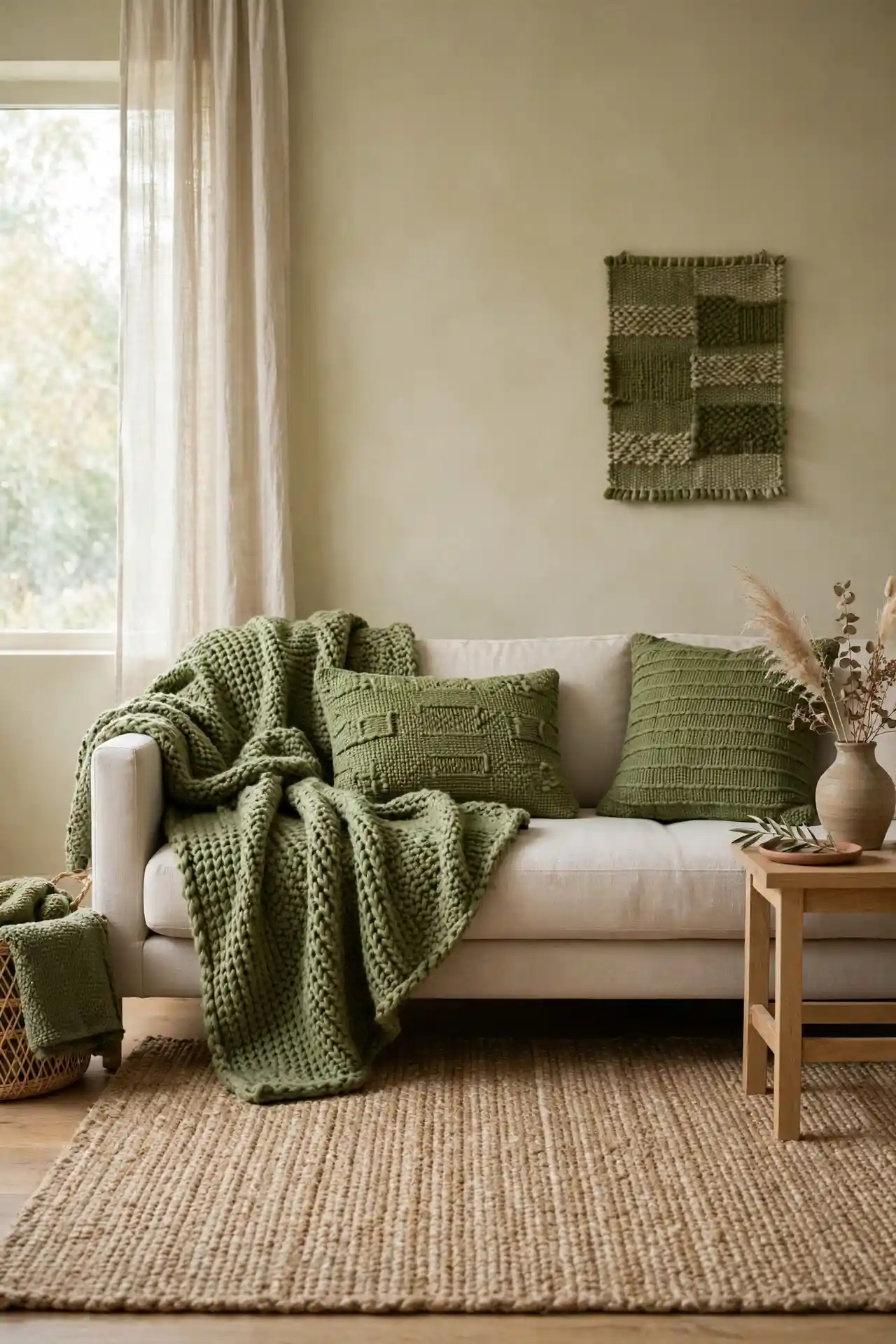 Moss Textile Weave for earthy living room color palette ideas