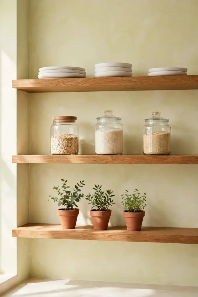 Warm Oak Open Shelves
