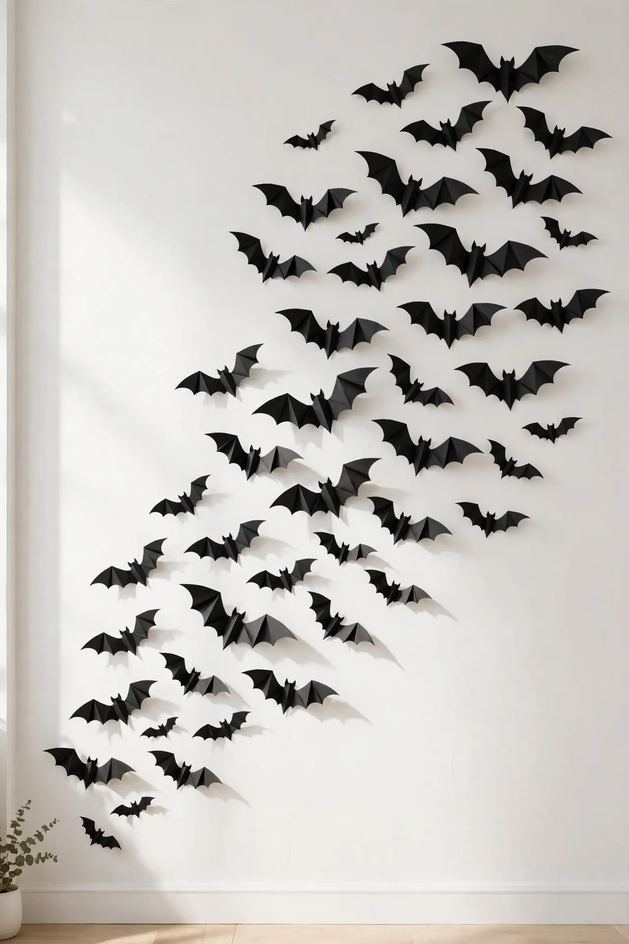 Paper Bat Wall Swarm