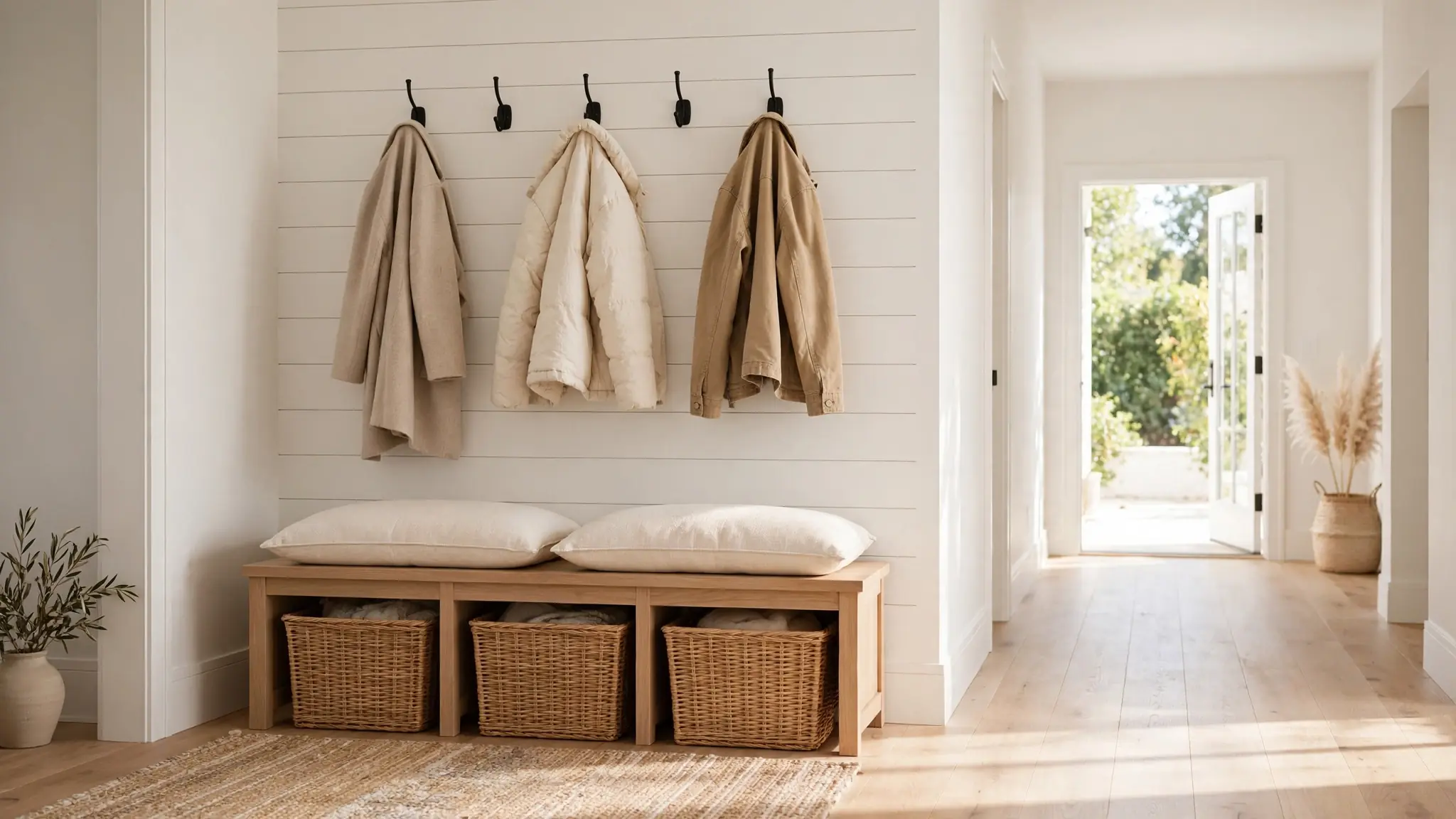 entryway bench decor ideas with storage