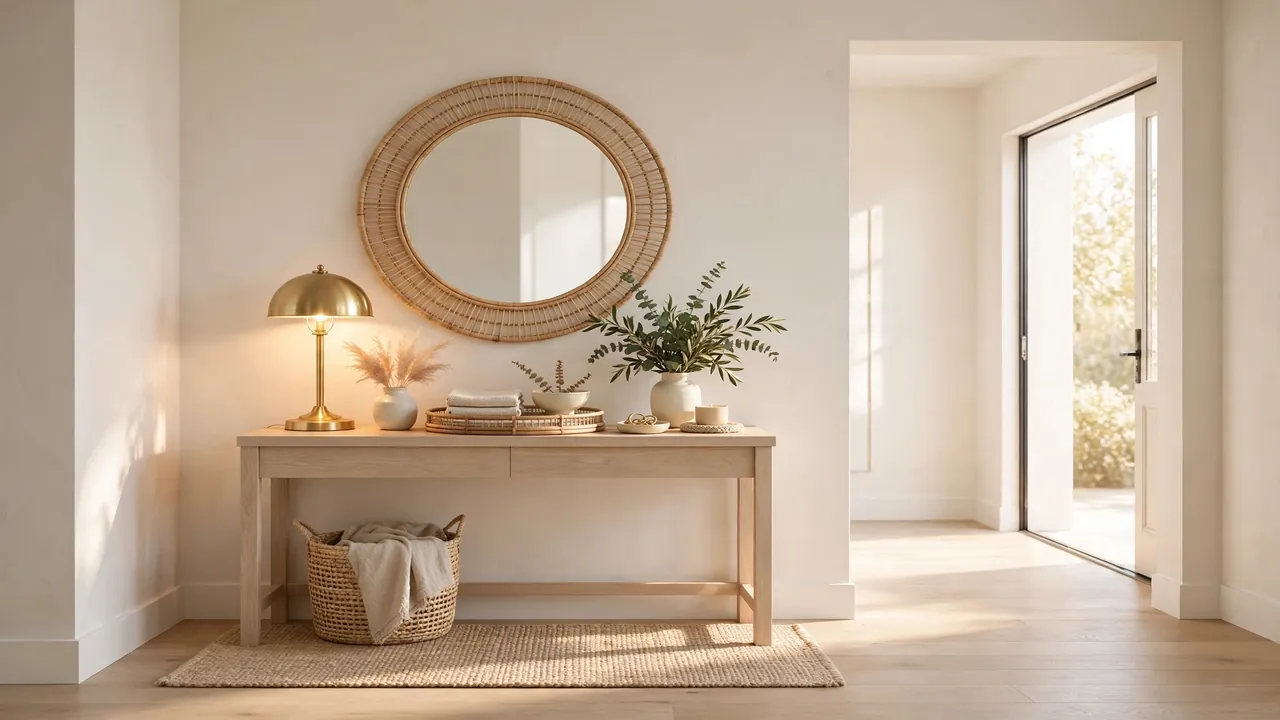 entryway table decor with lamps