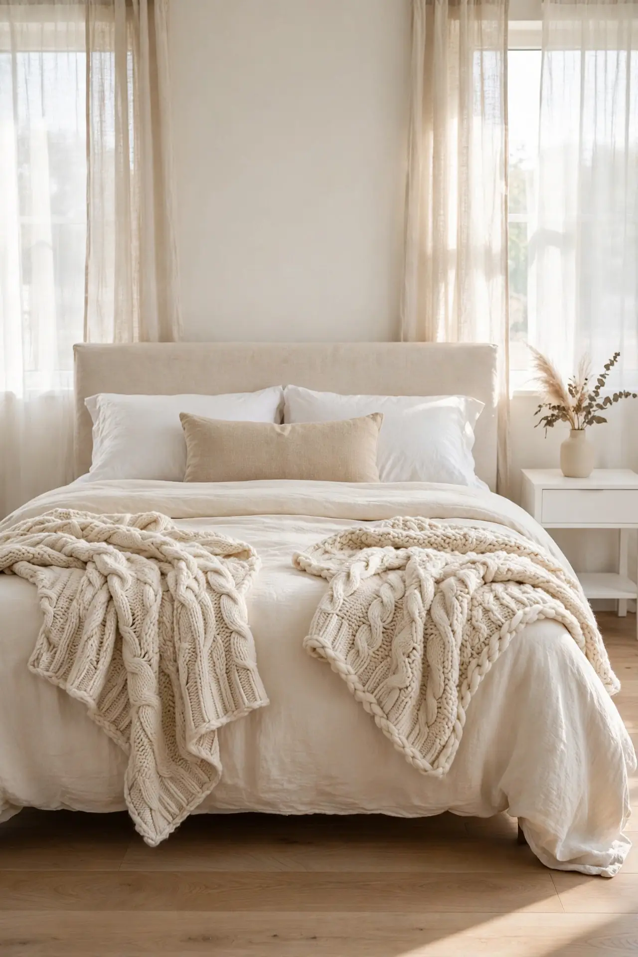 Cream Knit Throws