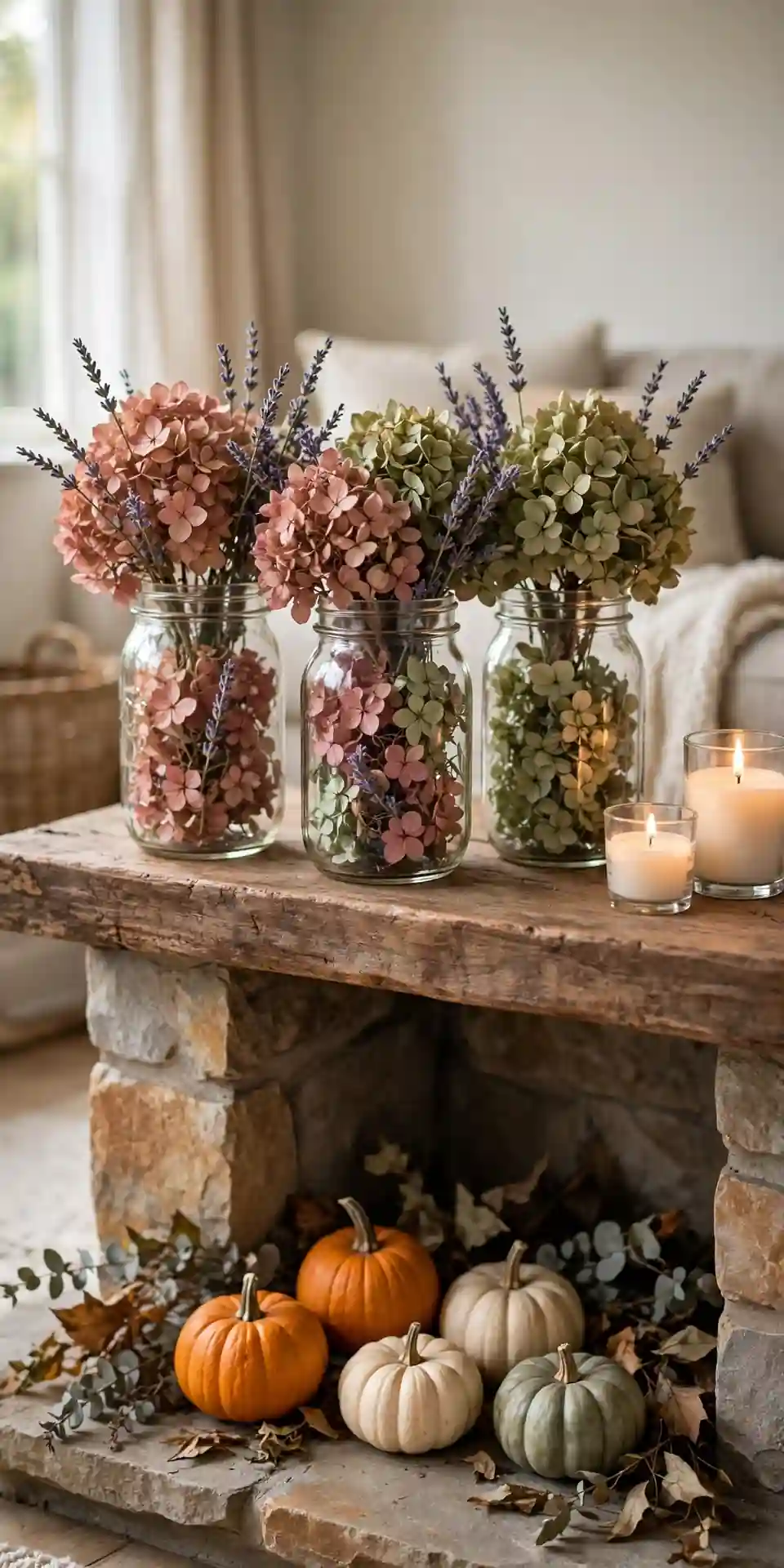 Dried Hydrangea Jars