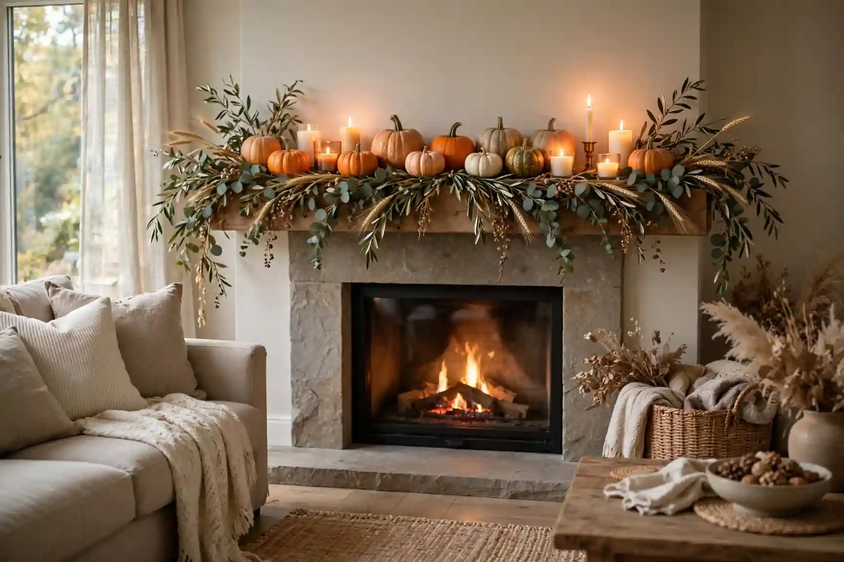 fall fireplace decor ideas