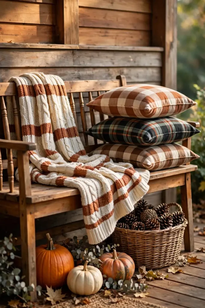Blanket Draped Bench