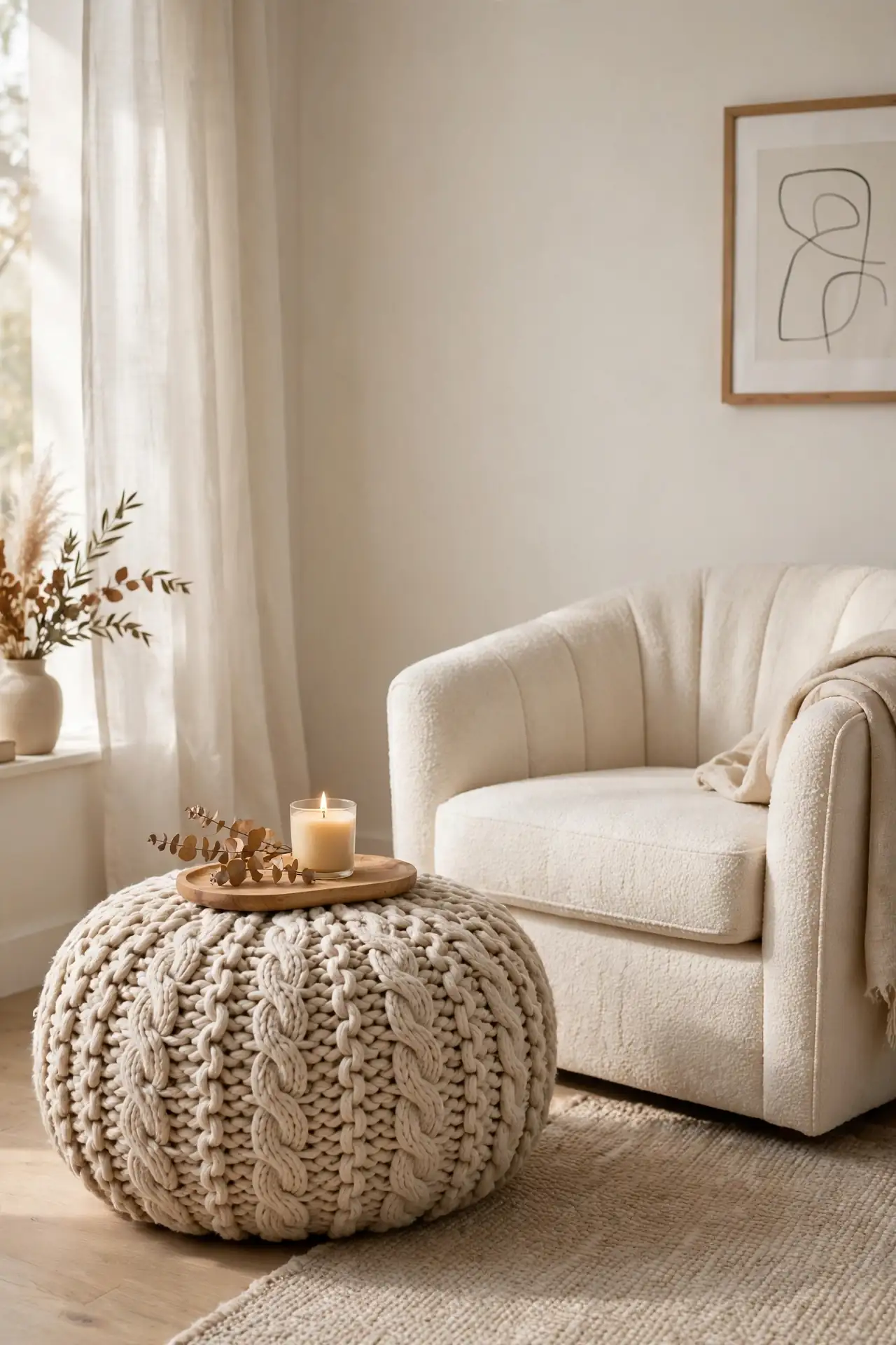 Chunky Knit Pouf