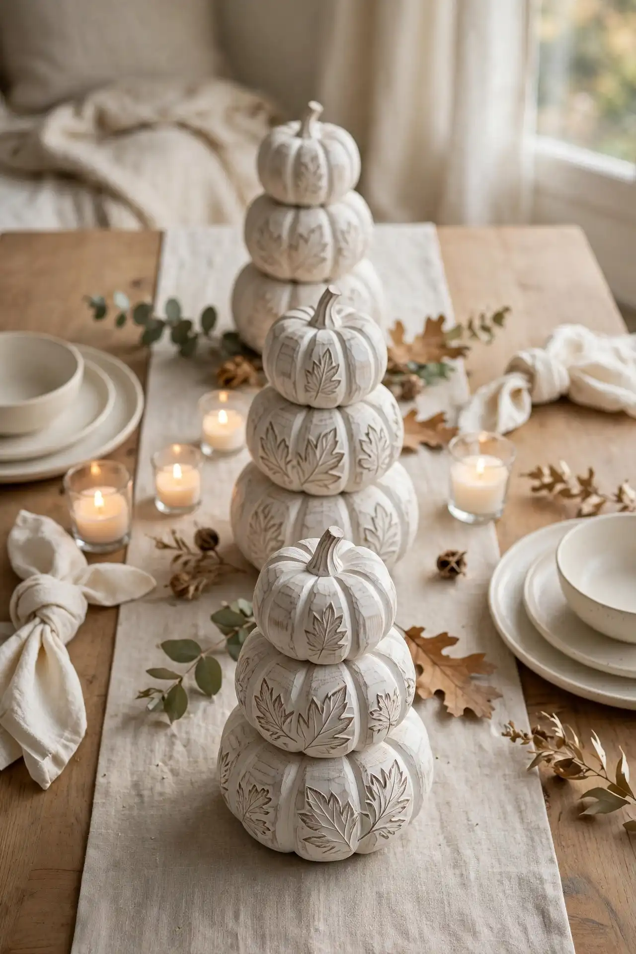 Carved Wooden Pumpkins