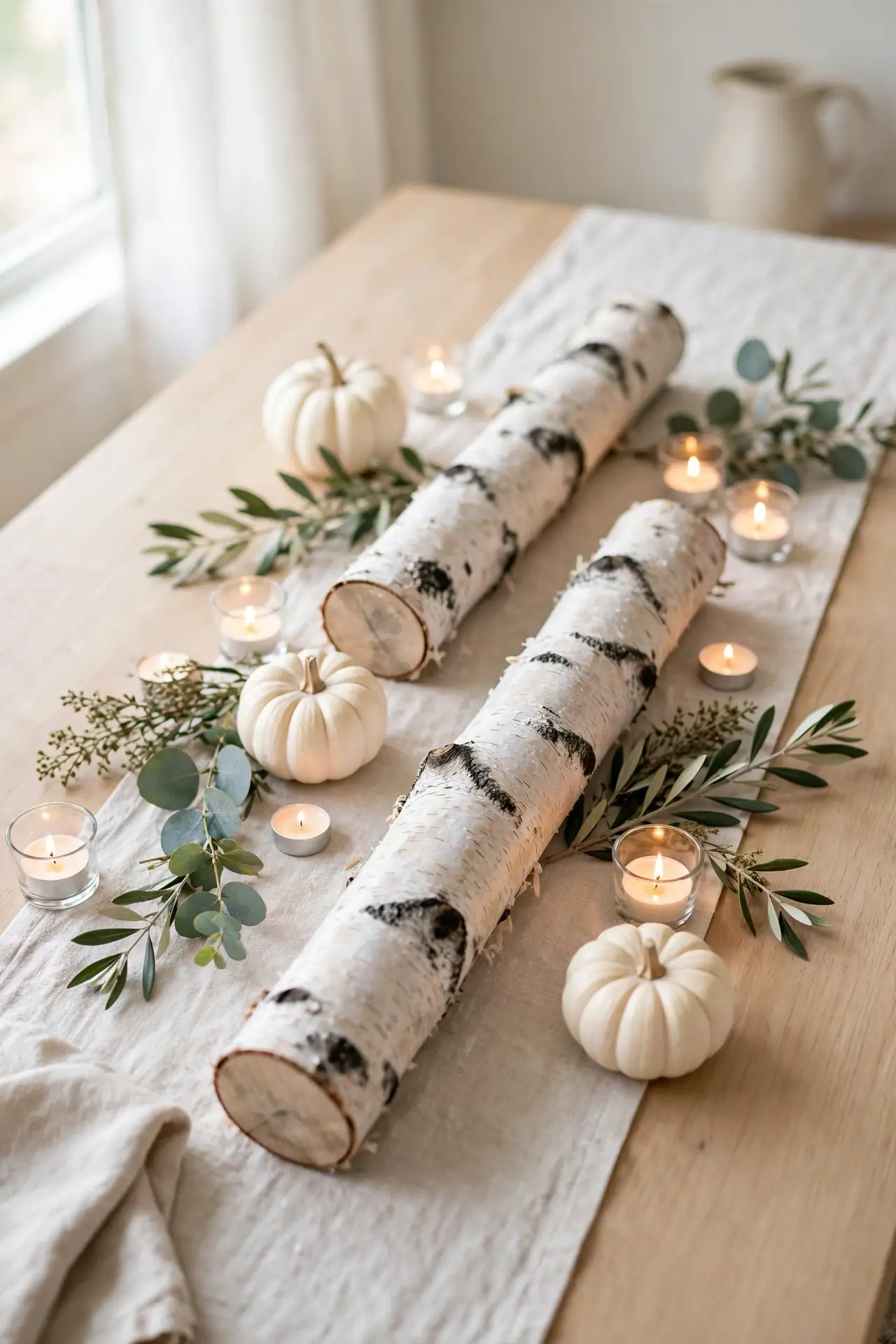 Candlelit Birch Logs