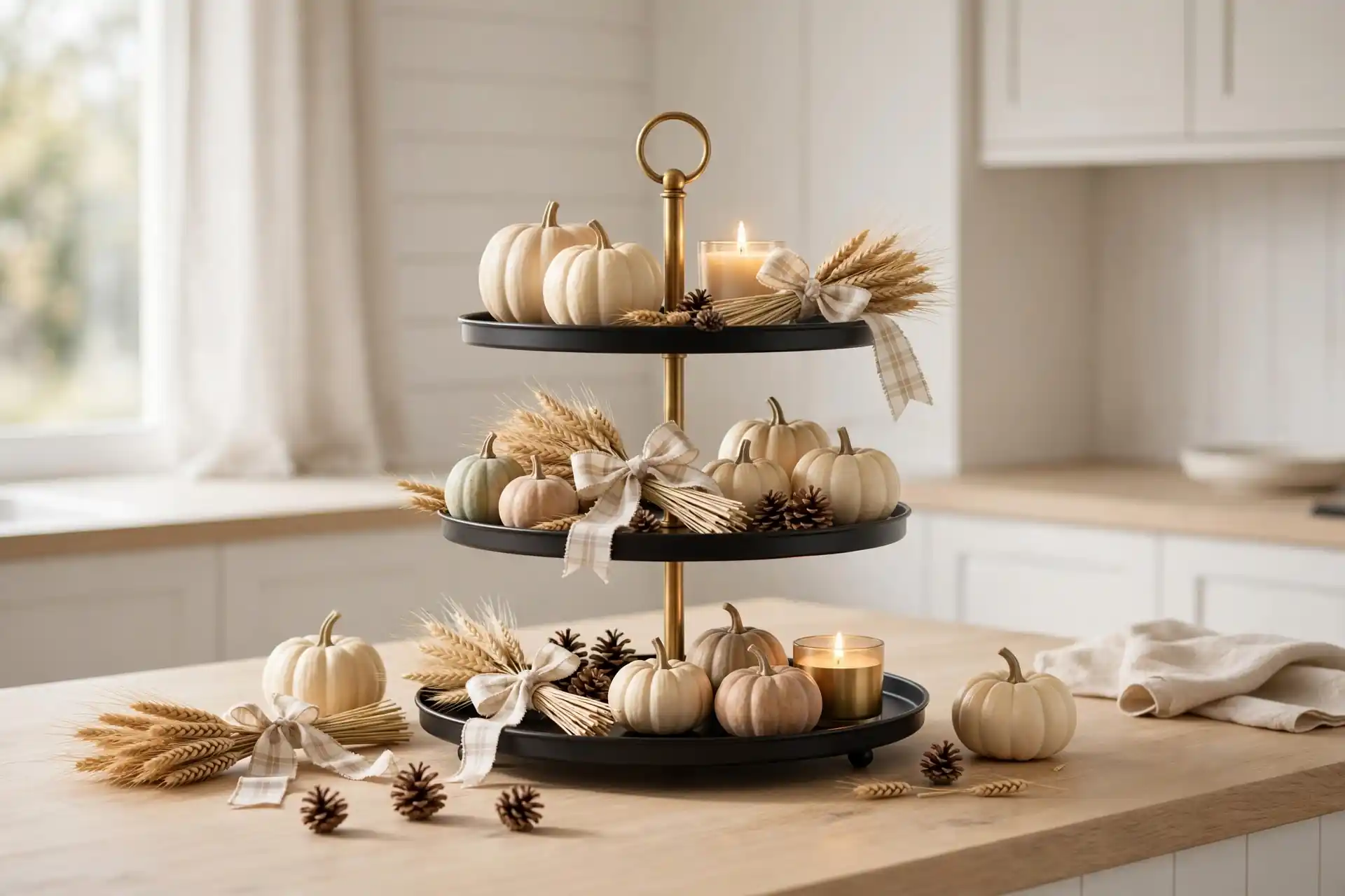 fall tiered tray decor ideas