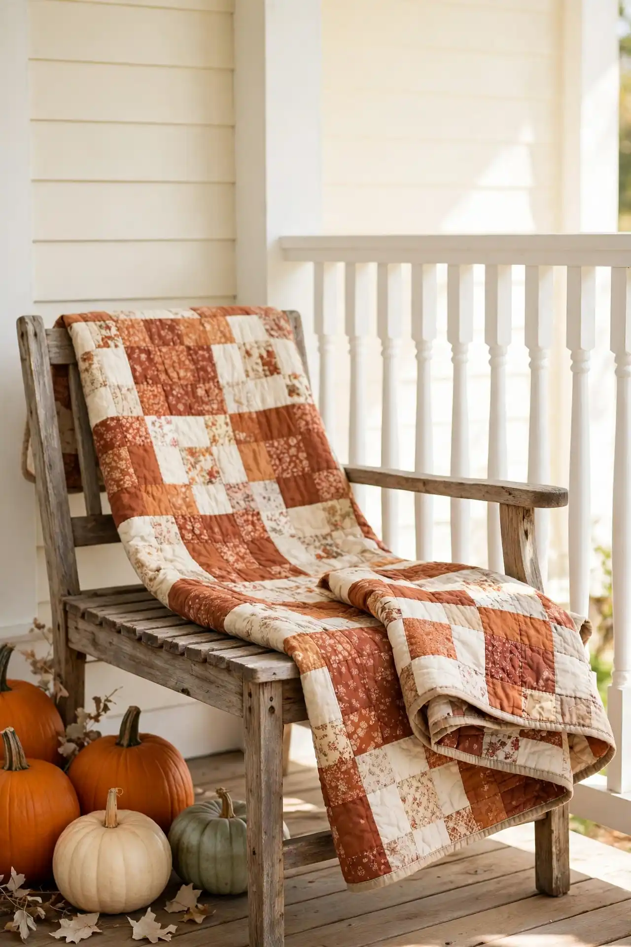 Quilt Draped Benches