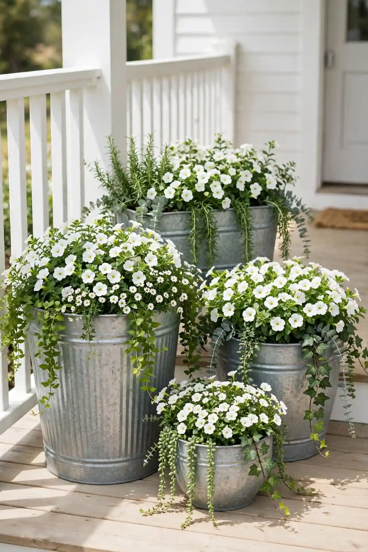 Galvanized Planter Cluster