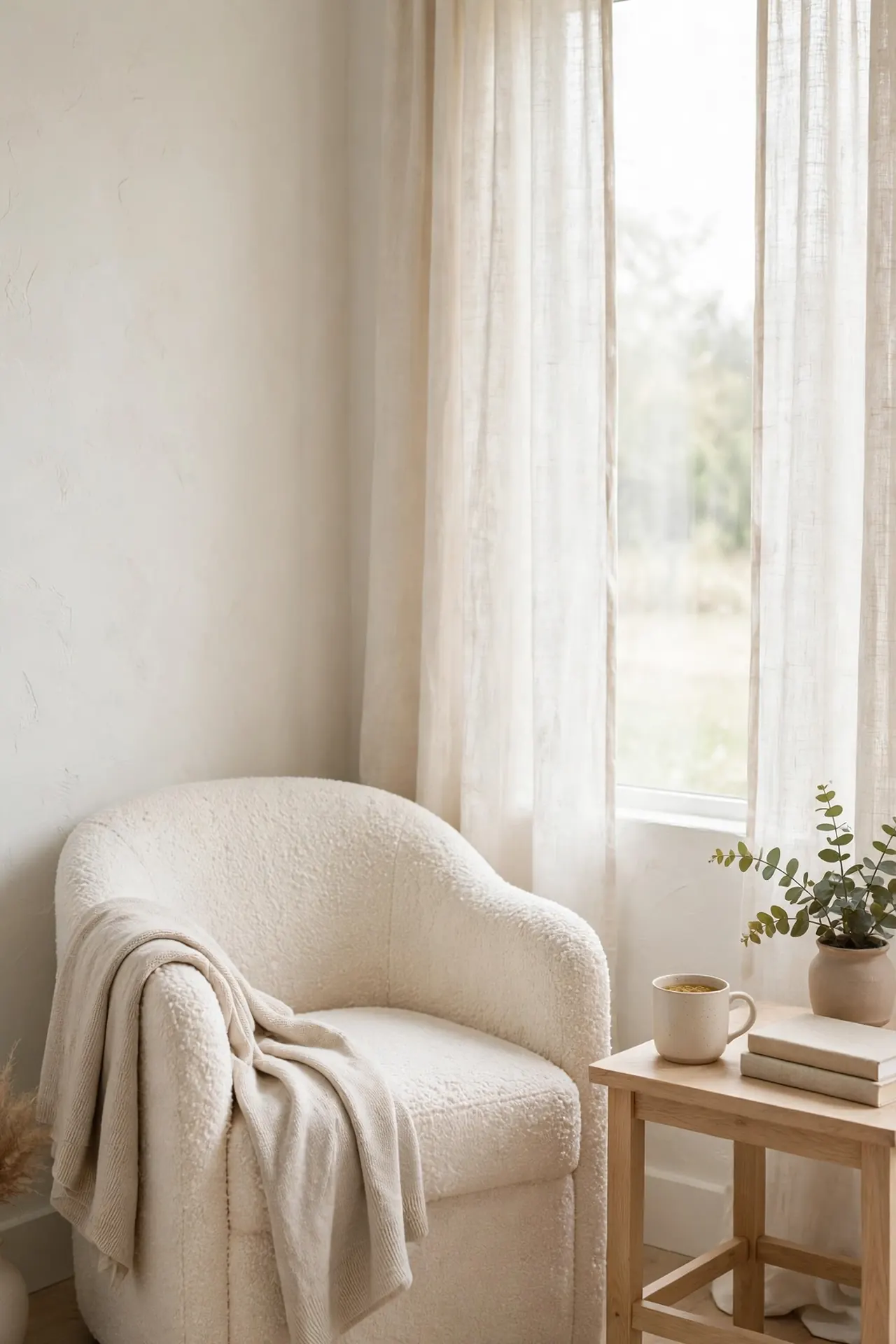 Cream Boucle Chair