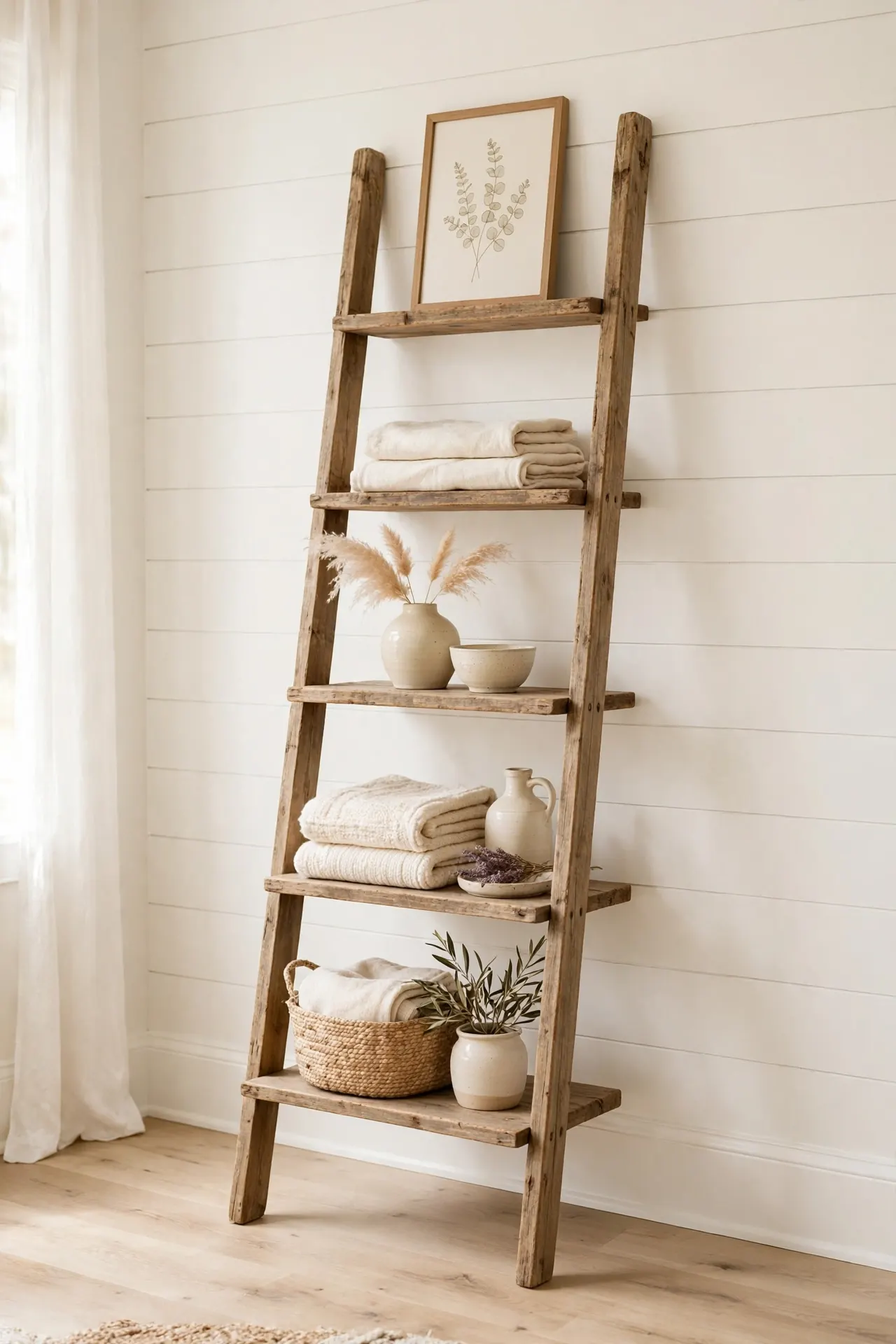 Wooden Ladder Shelf
