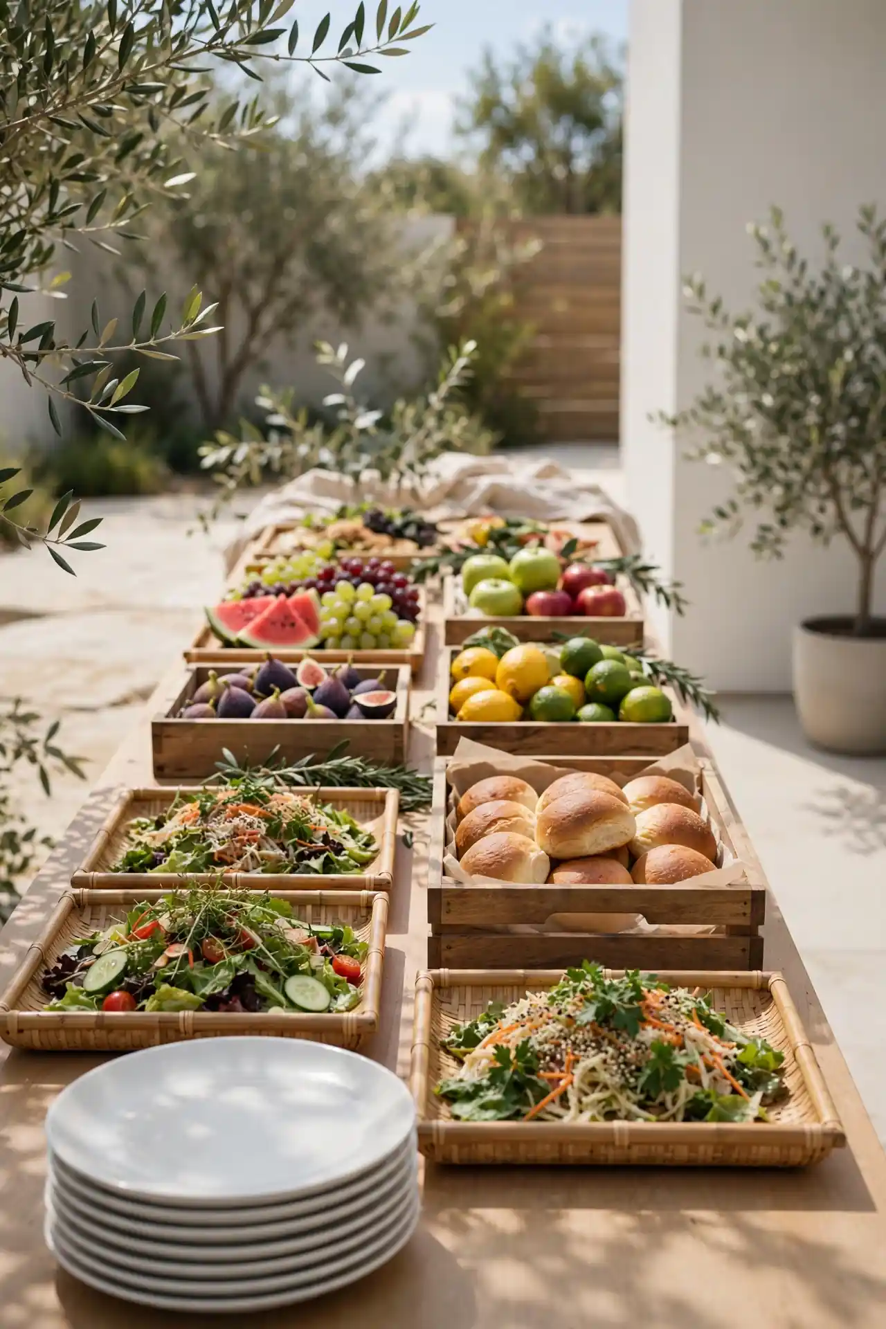 Bamboo Tray Serving Line