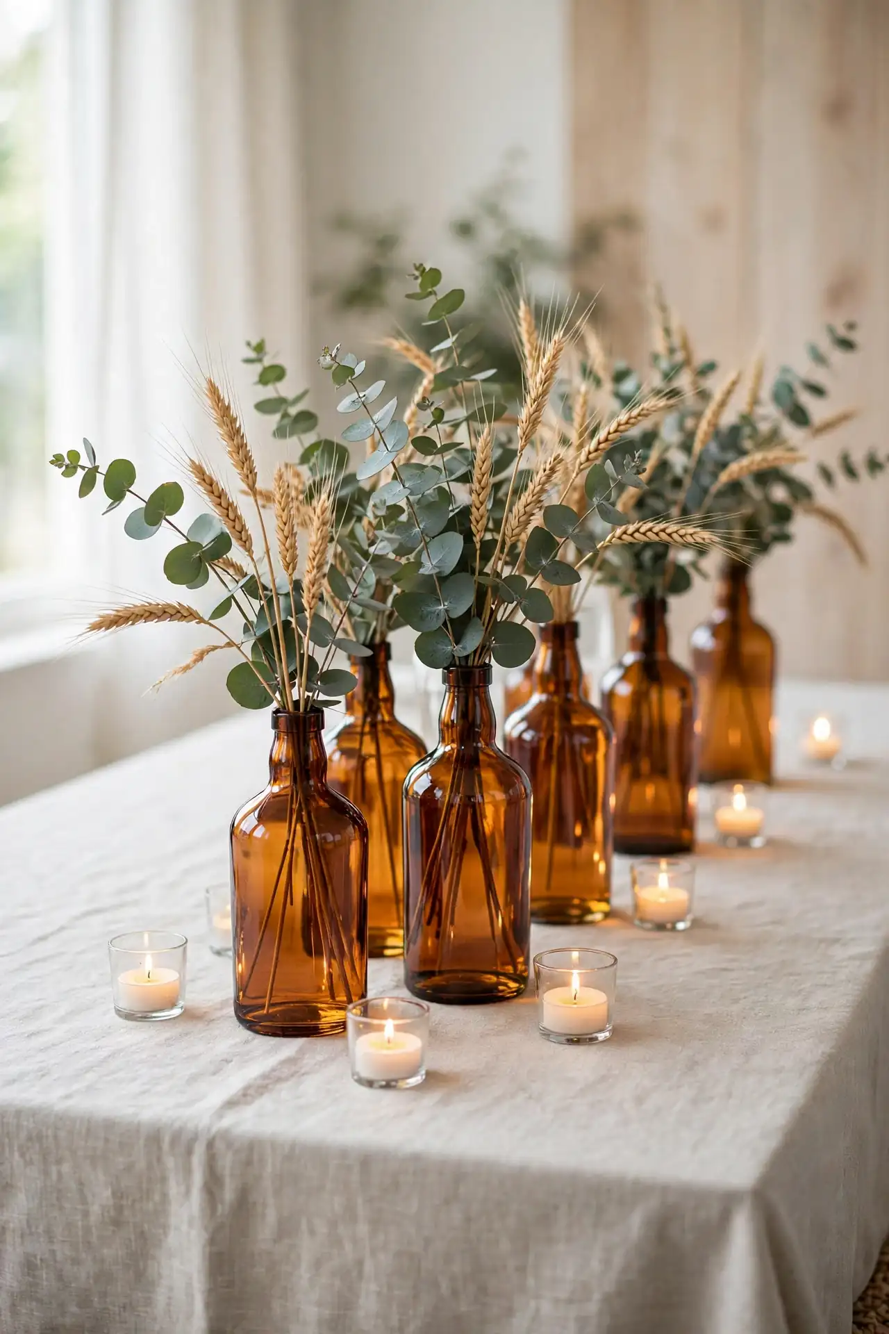 Amber Glass Bottle Vases